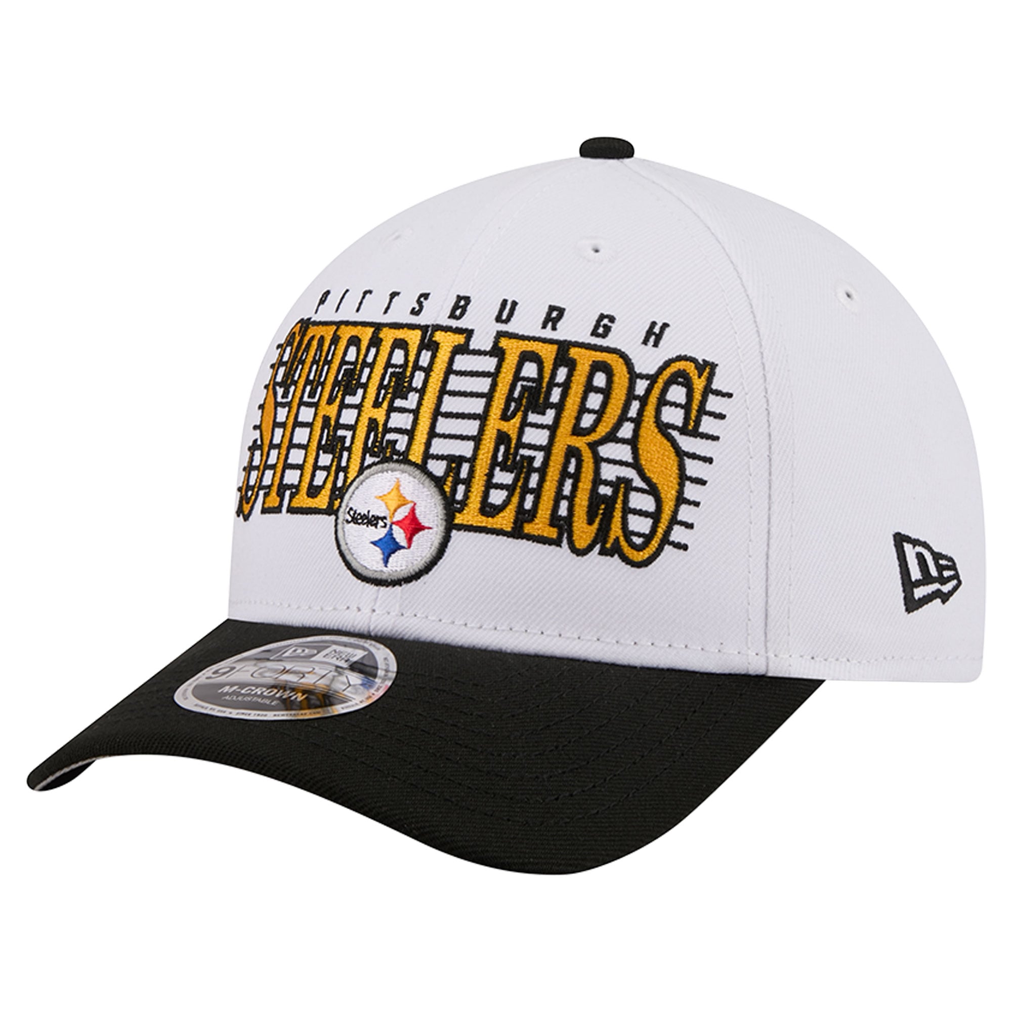 Casquette ajustable New Era blanche et noire Pittsburgh Steelers Loyal 9FORTY M-Crown pour homme