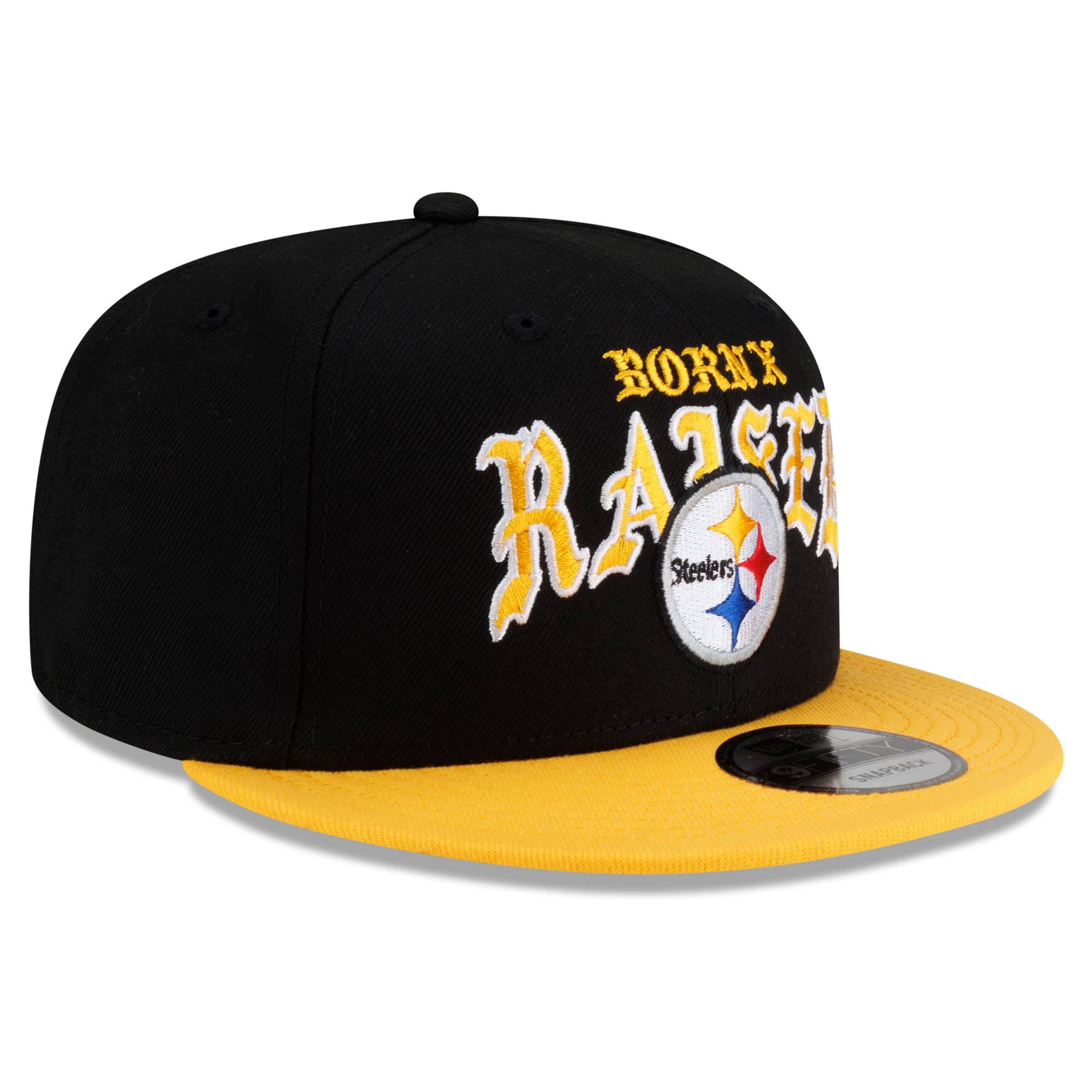 Casquette snapback New Era x Born x Raised Pittsburgh Steelers 9FIFTY pour homme, noire et or