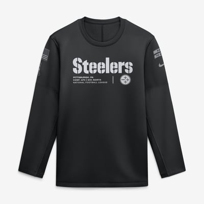  Pittsburgh Steelers Nike 2026 Salute to Service Sideline Coaches Crewneck Therma-FIT Sweatshirt - Black