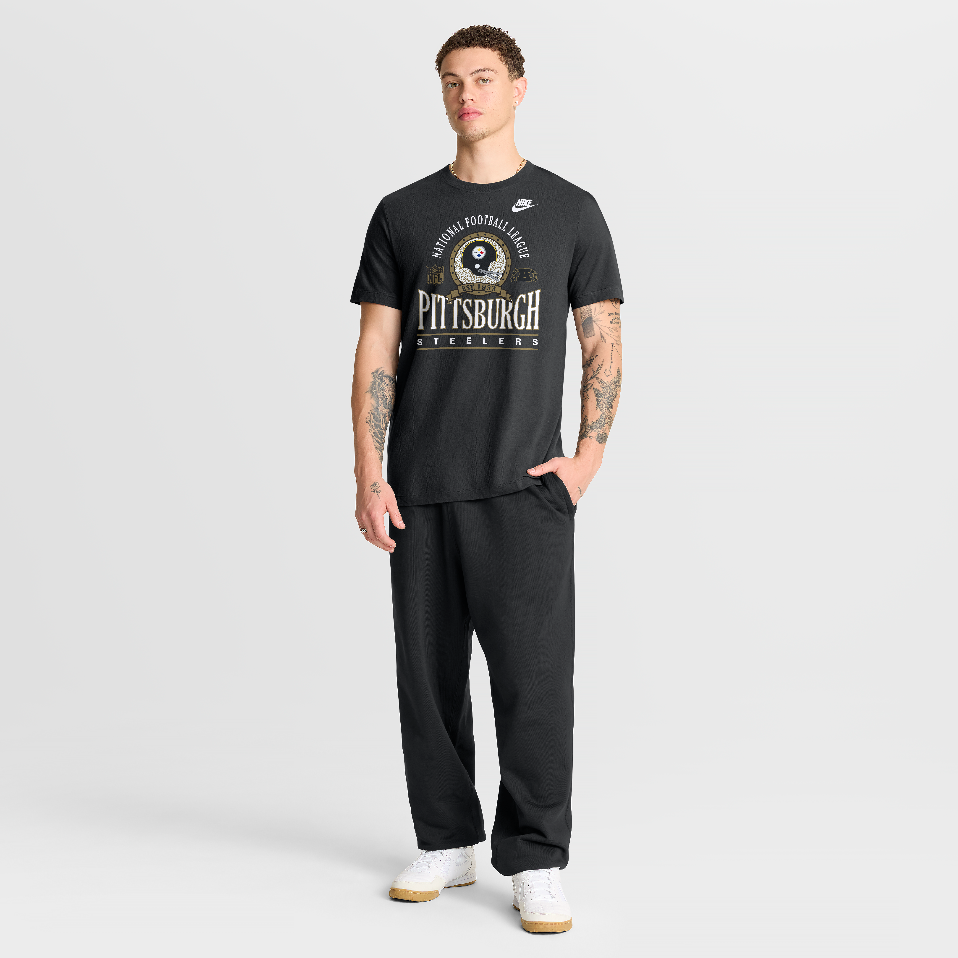 T-shirt en coton essentiel Nike Pittsburgh Steelers Rewind noir pour homme