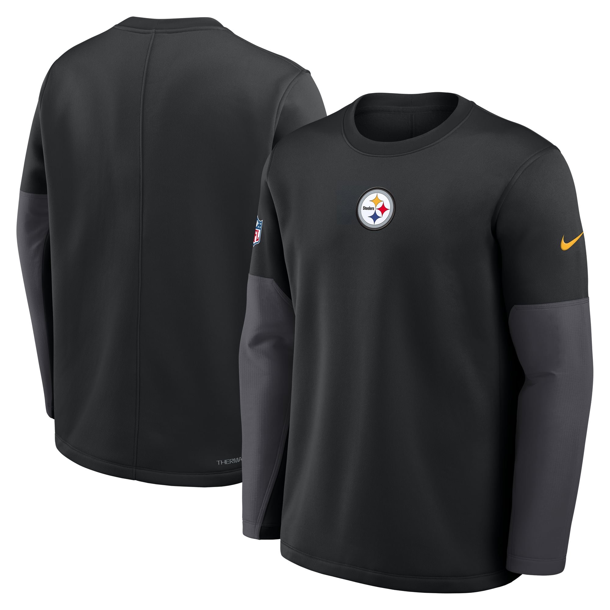 Pull Nike Therma-FIT mi-lourd pour homme, Pittsburgh Steelers Sideline Coaches, noir