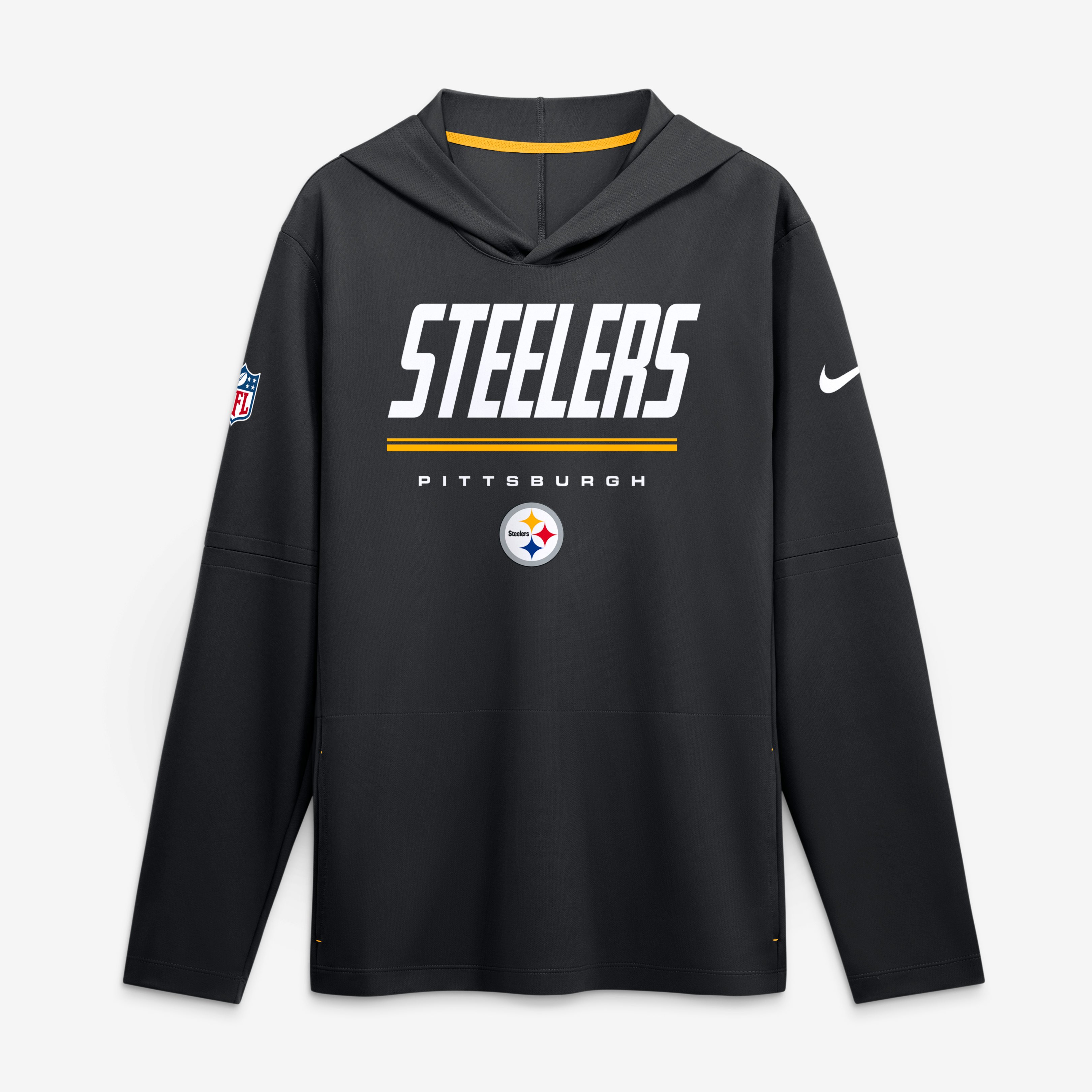 Haut à capuche léger manches longues Nike Steelers Pittsburgh Sideline Game On pour homme, noir, Nike.