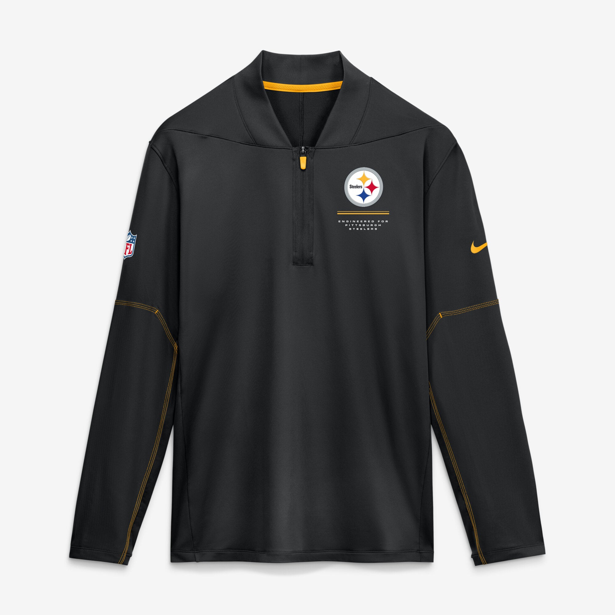 Men's Nike Black Pittsburgh Steelers Sideline Logo Glory Midweight Dri-FIT Half-Zip Pullover