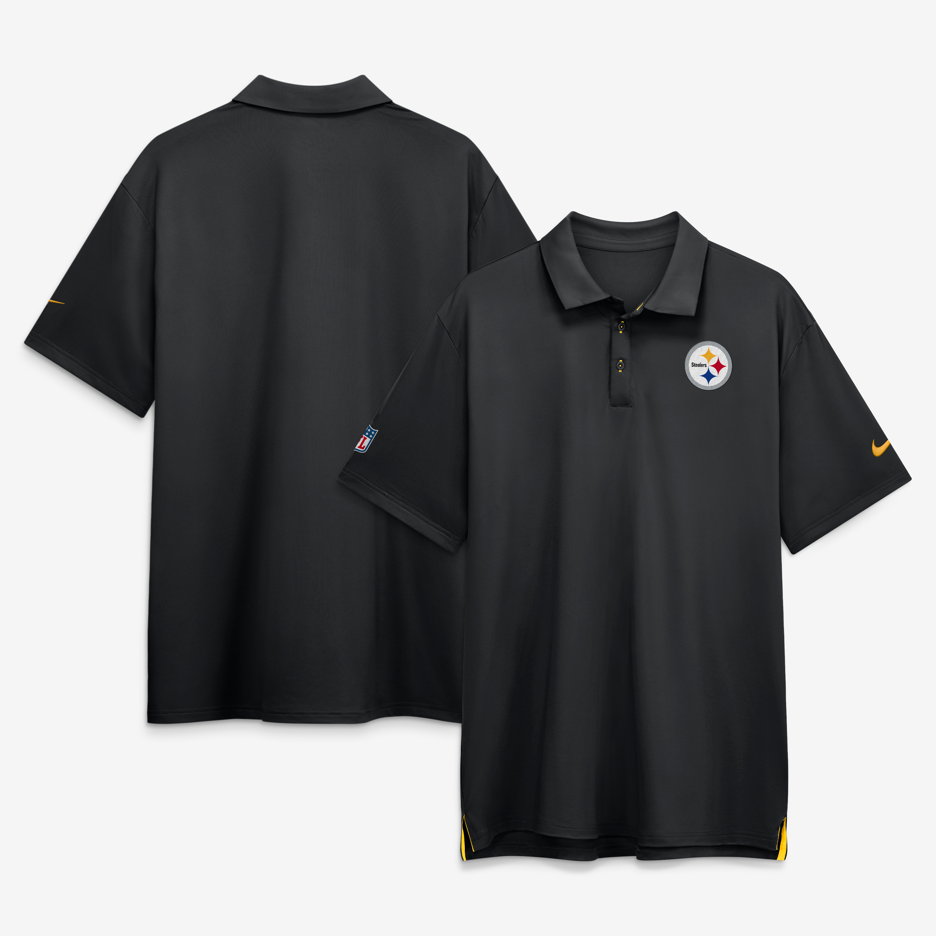 Men's Nike Black Pittsburgh Steelers Sideline Powerful Blocking Dri-FIT Tour Polo