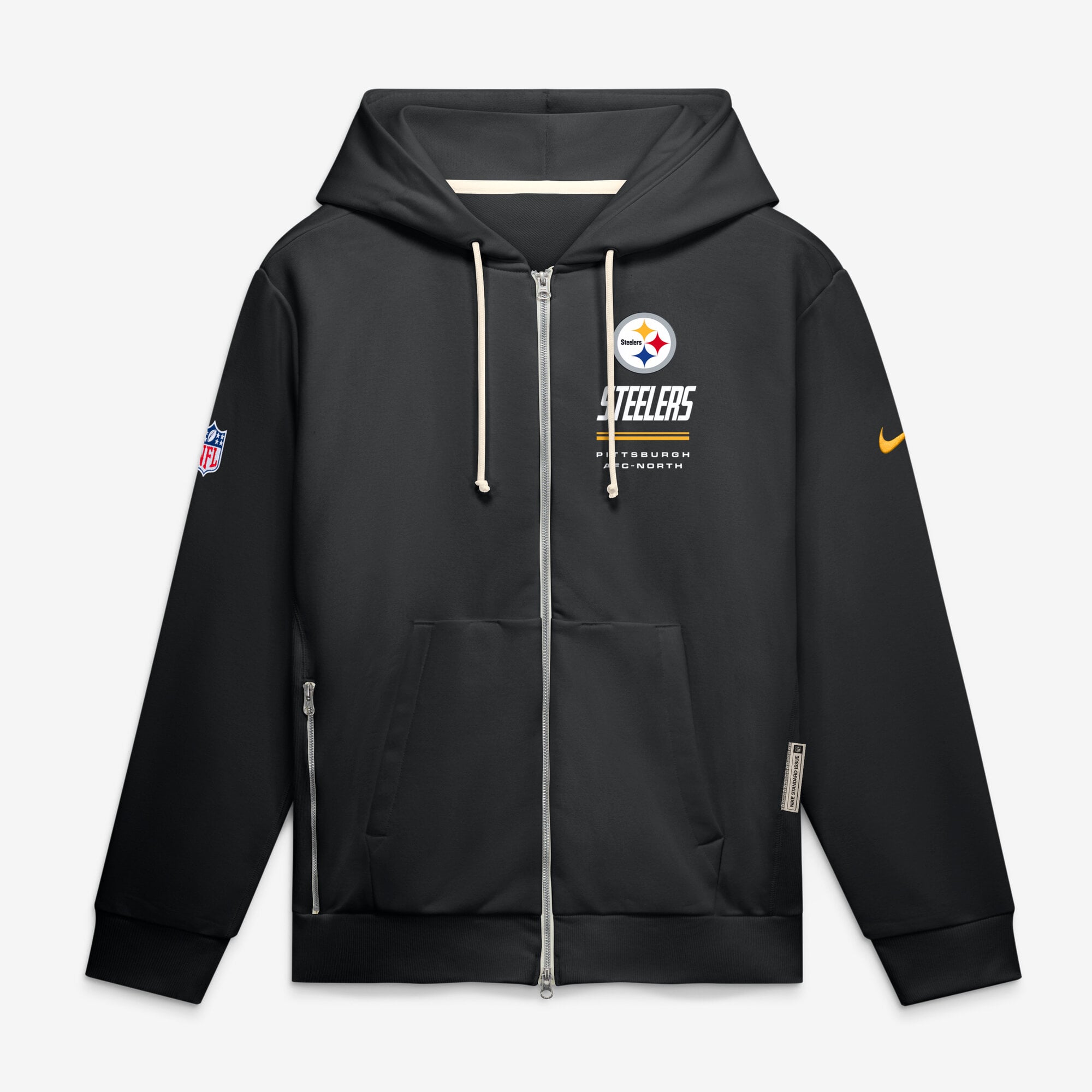 Sweat à capuche zippé Nike Pittsburgh Steelers Sideline Standard Issue Dri-FIT noir pour homme