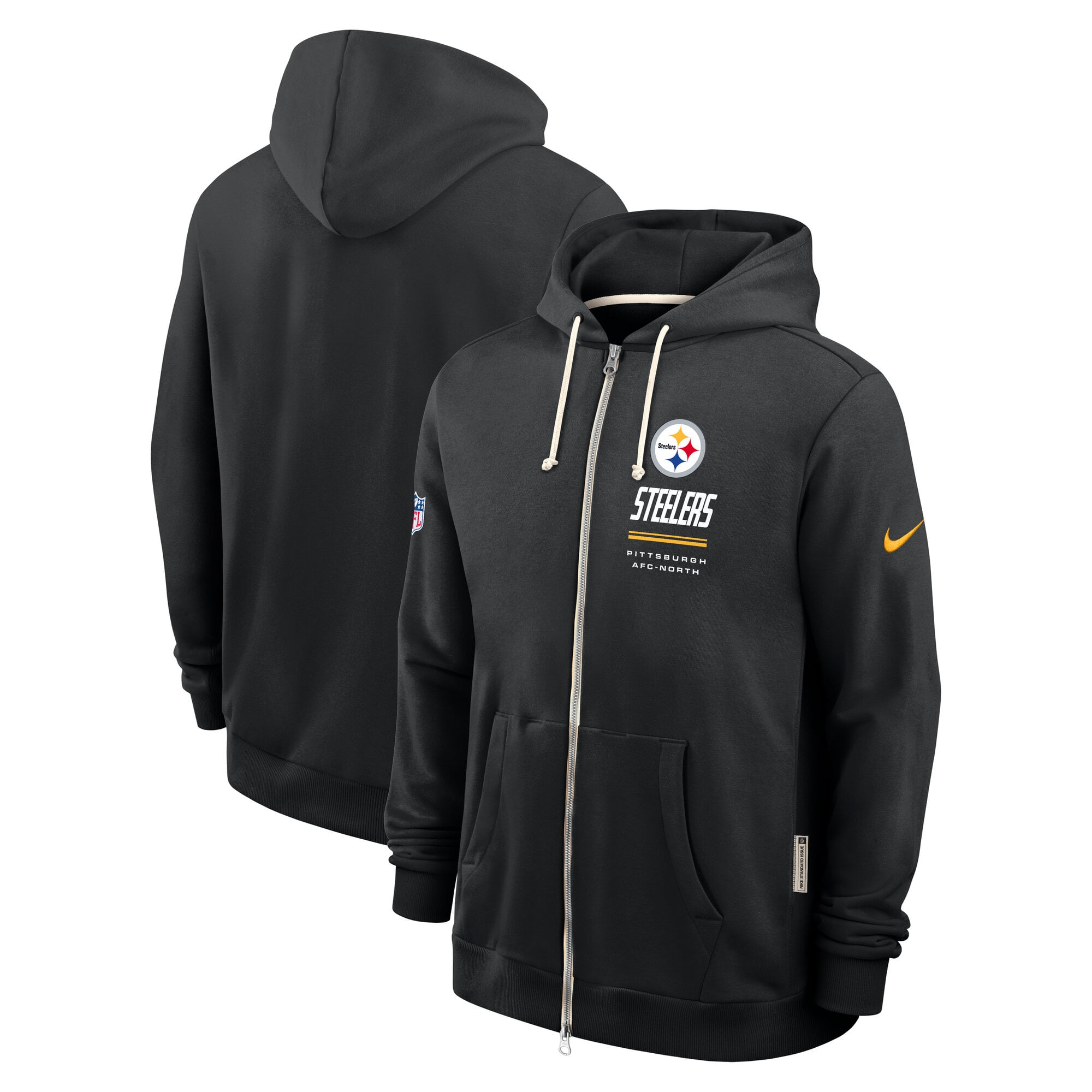 Sweat à capuche zippé Nike Steelers Pittsburgh Sideline Standard Issue Quarterback Scramble Dri-FIT noir pour homme