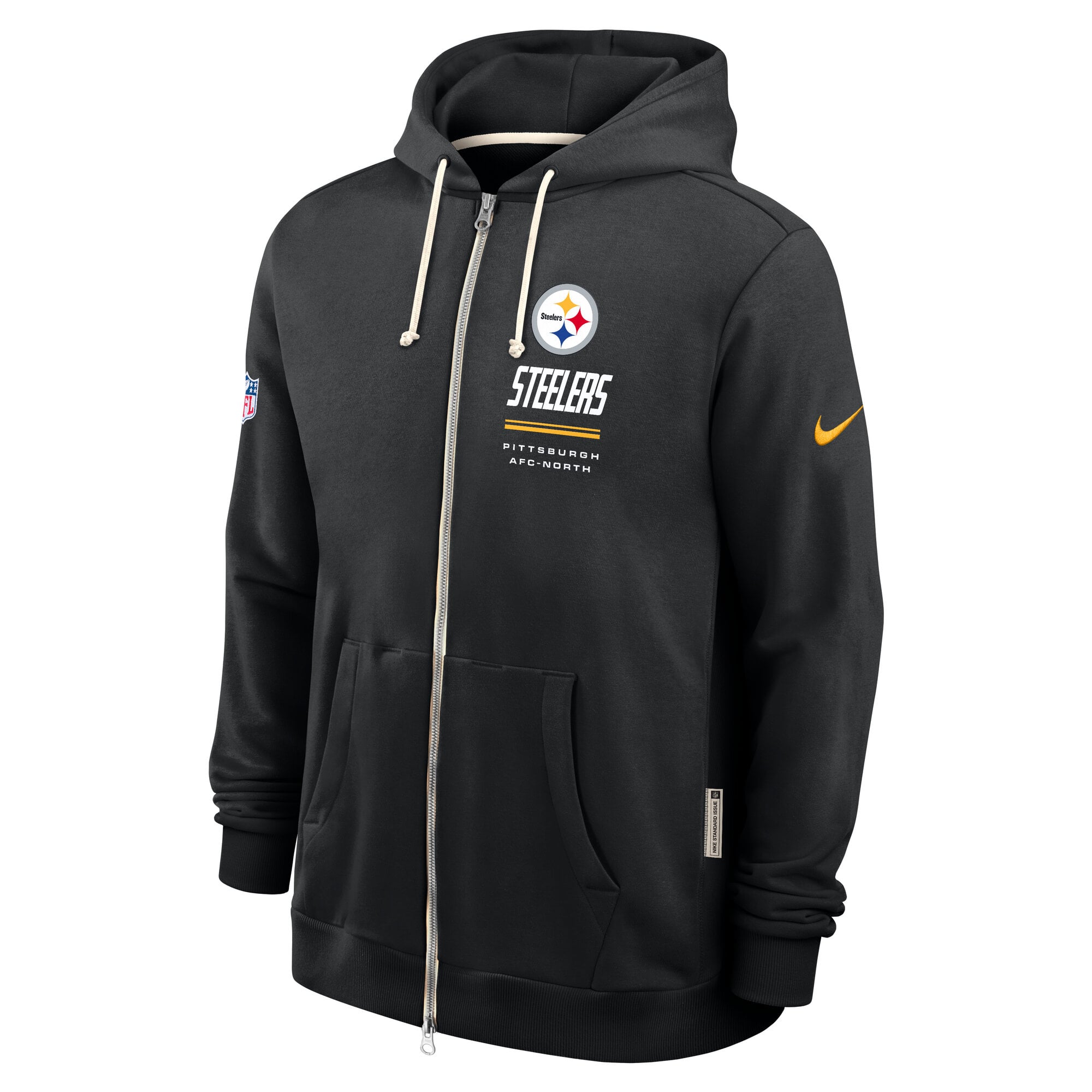 Sweat à capuche zippé Nike Steelers Pittsburgh Sideline Standard Issue Quarterback Scramble Dri-FIT noir pour homme
