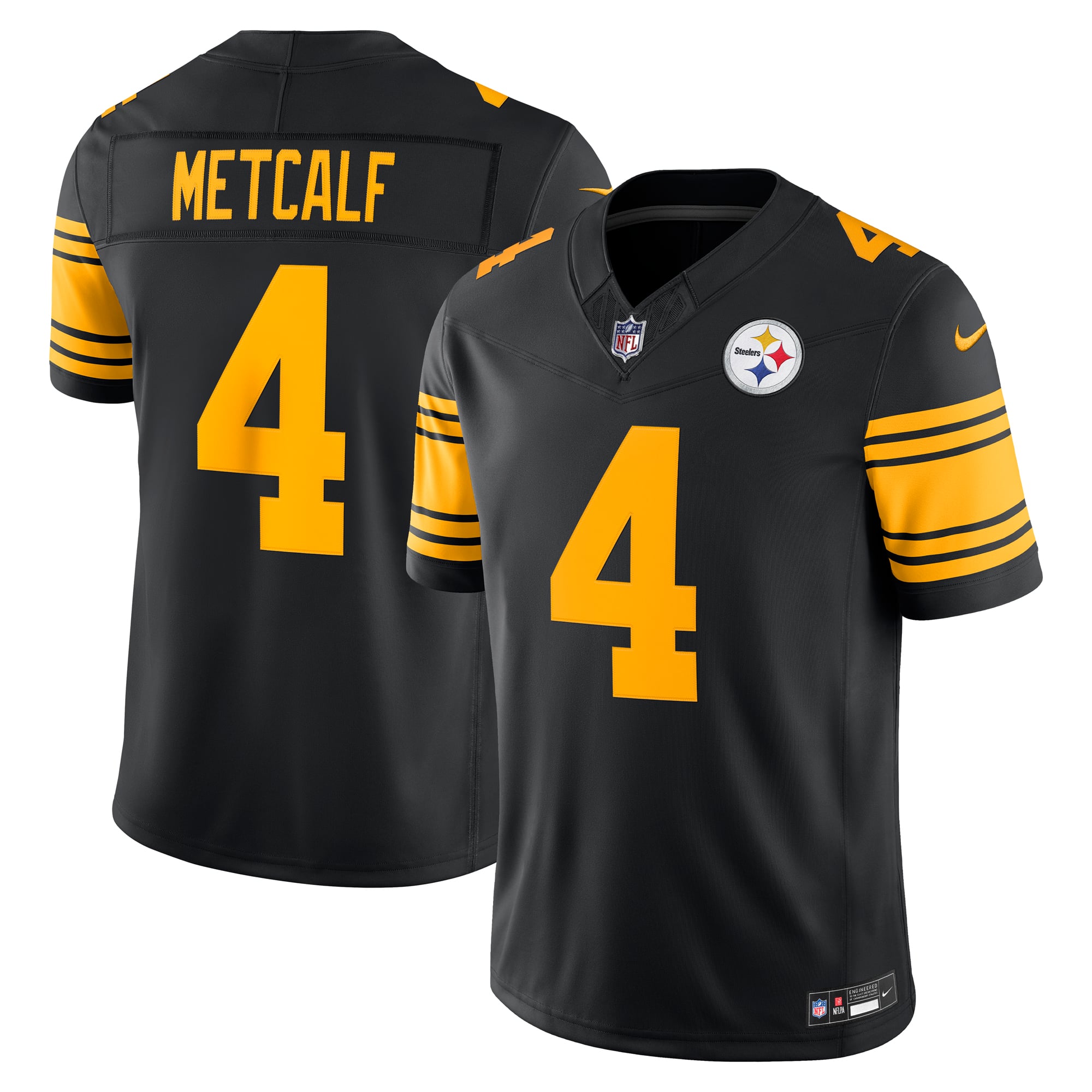 Men's Nike DK Metcalf Black Pittsburgh Steelers Alternate Vapor F.U.S.E. Stitched Limited Jersey