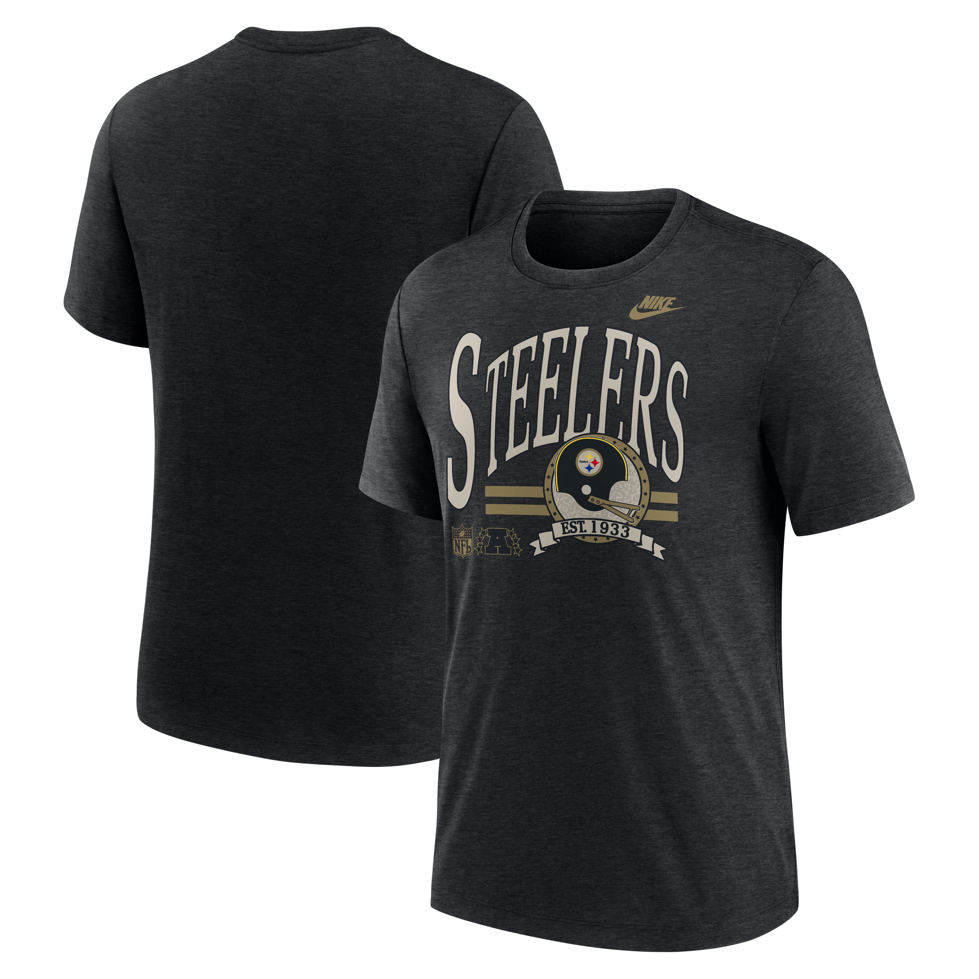 Men's Nike Heather Black Pittsburgh Steelers Rewind Tri-Blend T-Shirt