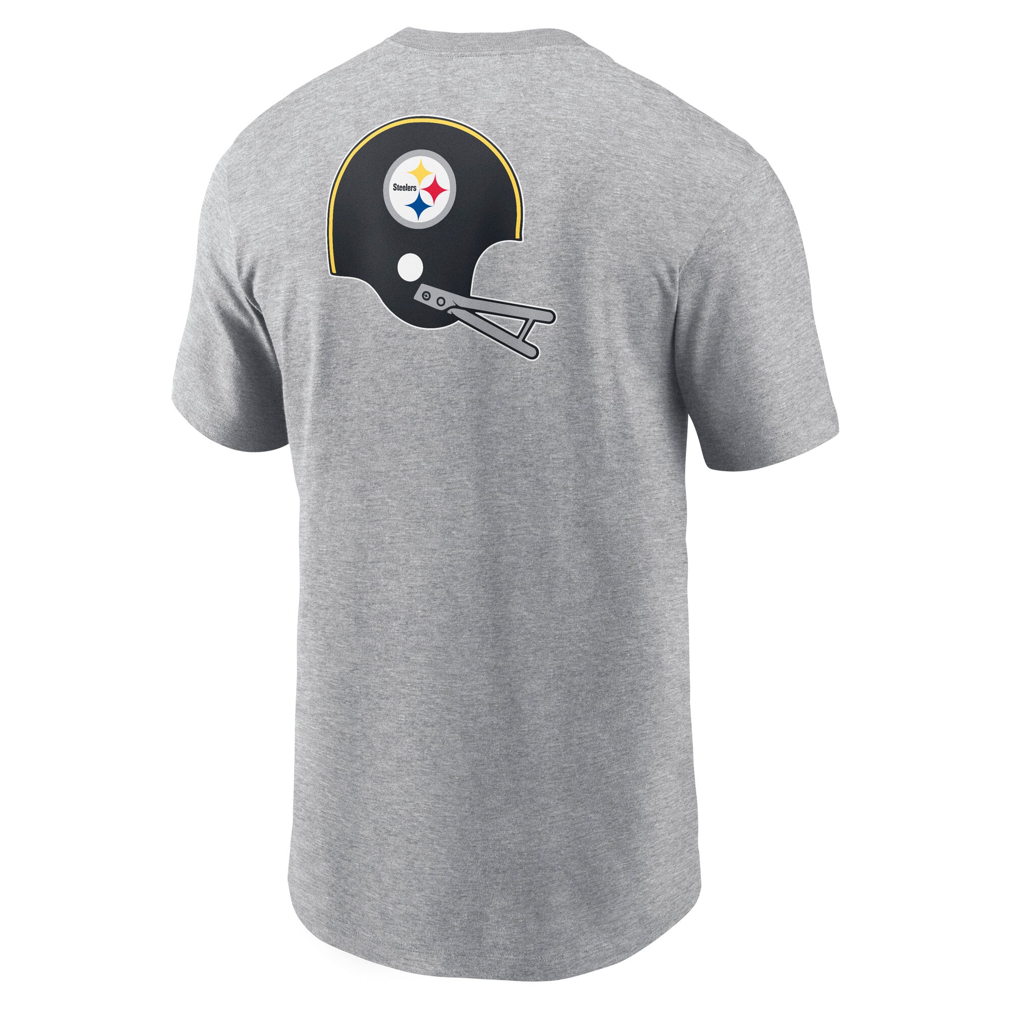 T-shirt Nike pour homme, gris chiné, Pittsburgh Steelers, imprimé Rewind à l'avant et l'arrière.