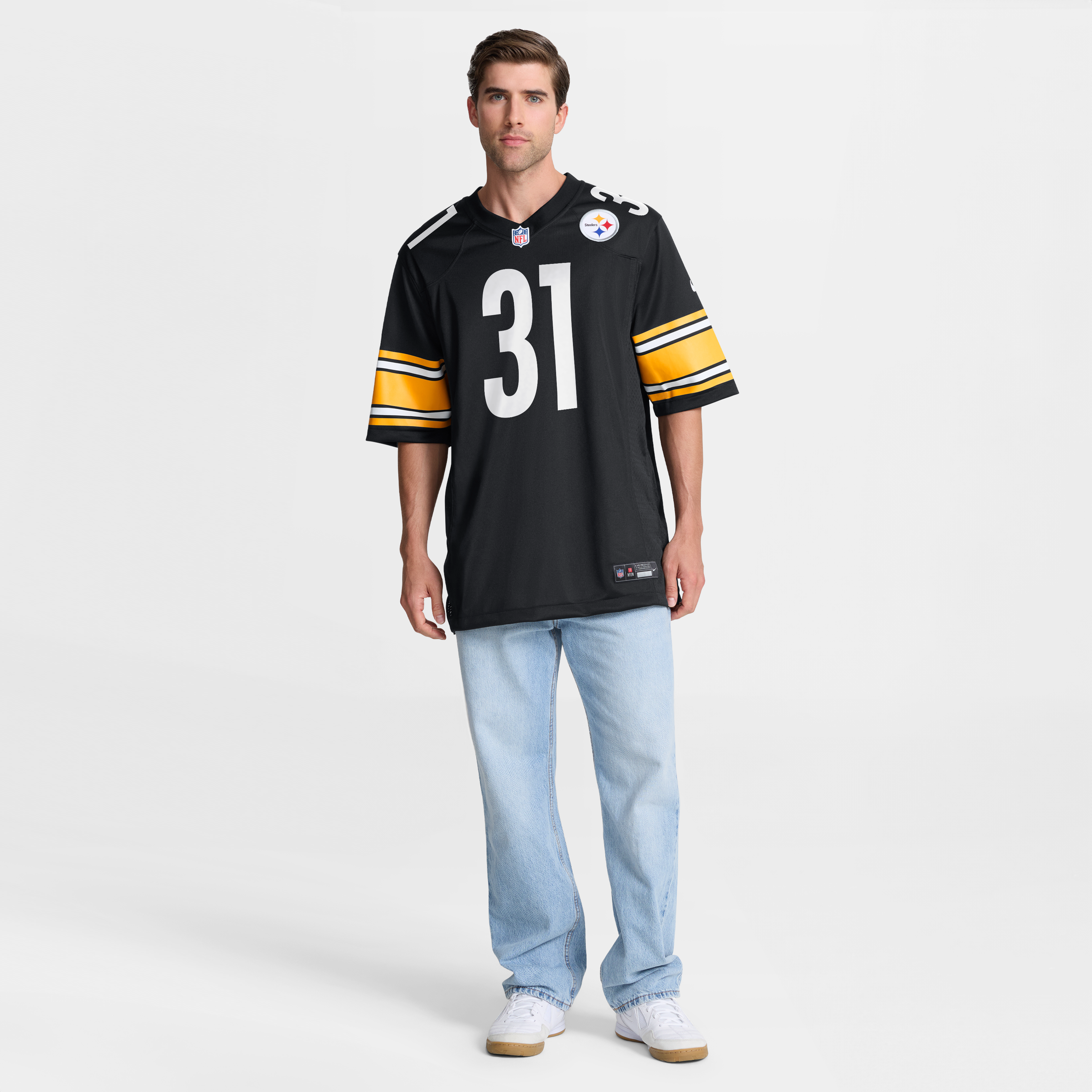 Men's Nike Lew Nichols III Black Pittsburgh Steelers Team Game Jersey