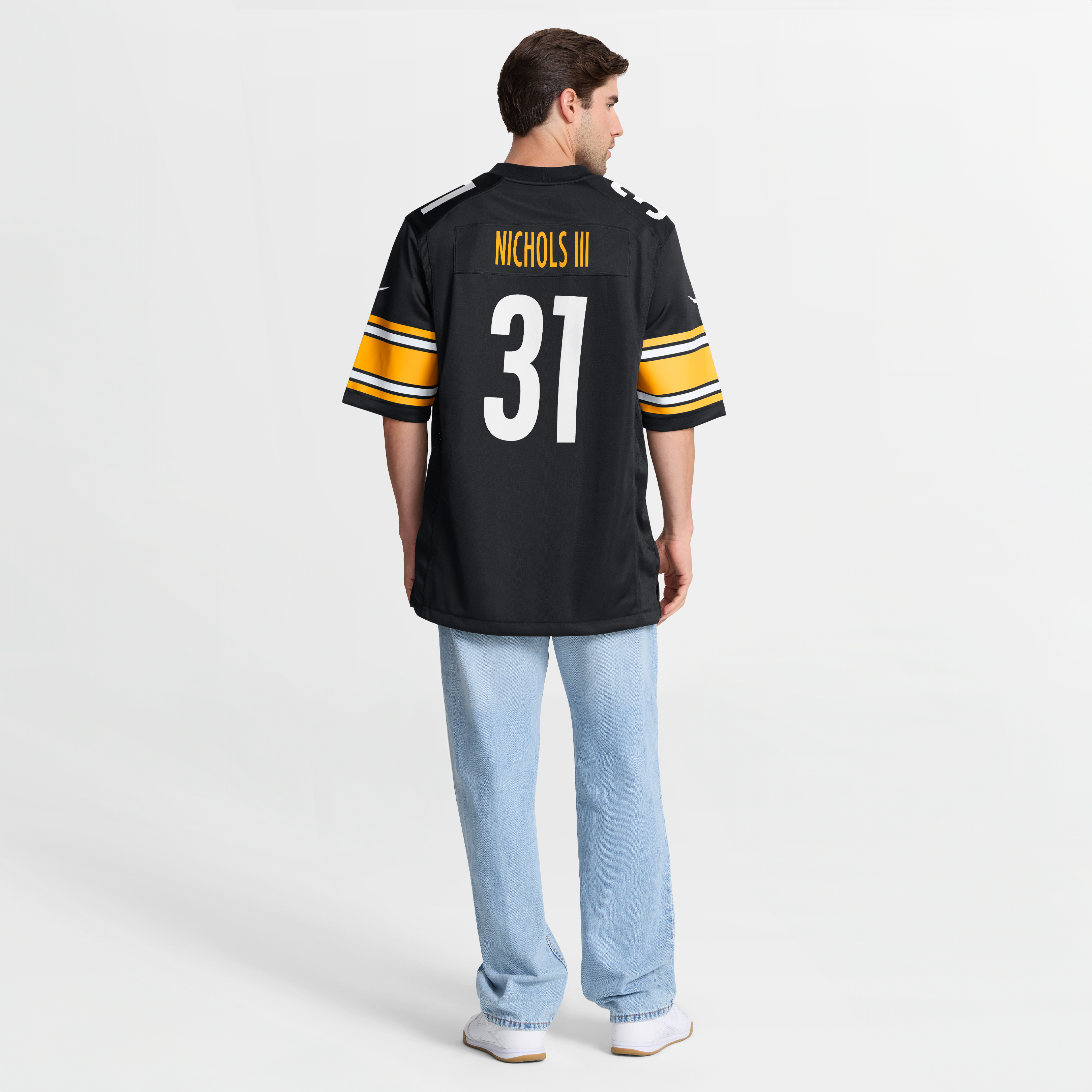 Men's Nike Lew Nichols III Black Pittsburgh Steelers Team Game Jersey