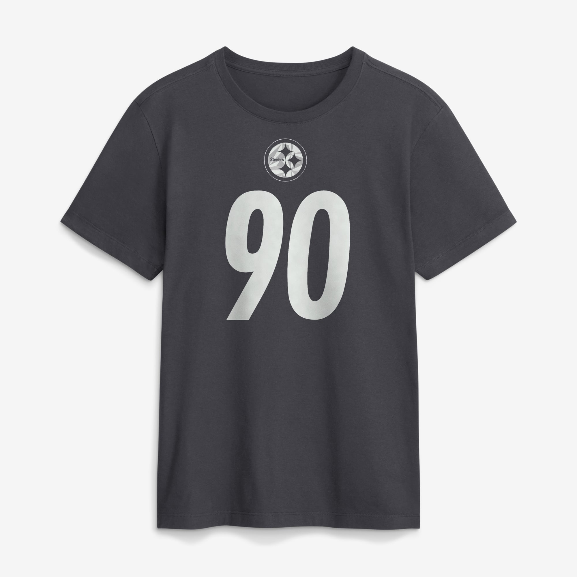 T-shirt Nike T.J. Watt anthracite Pittsburgh Steelers pour homme, avec nom et numéro