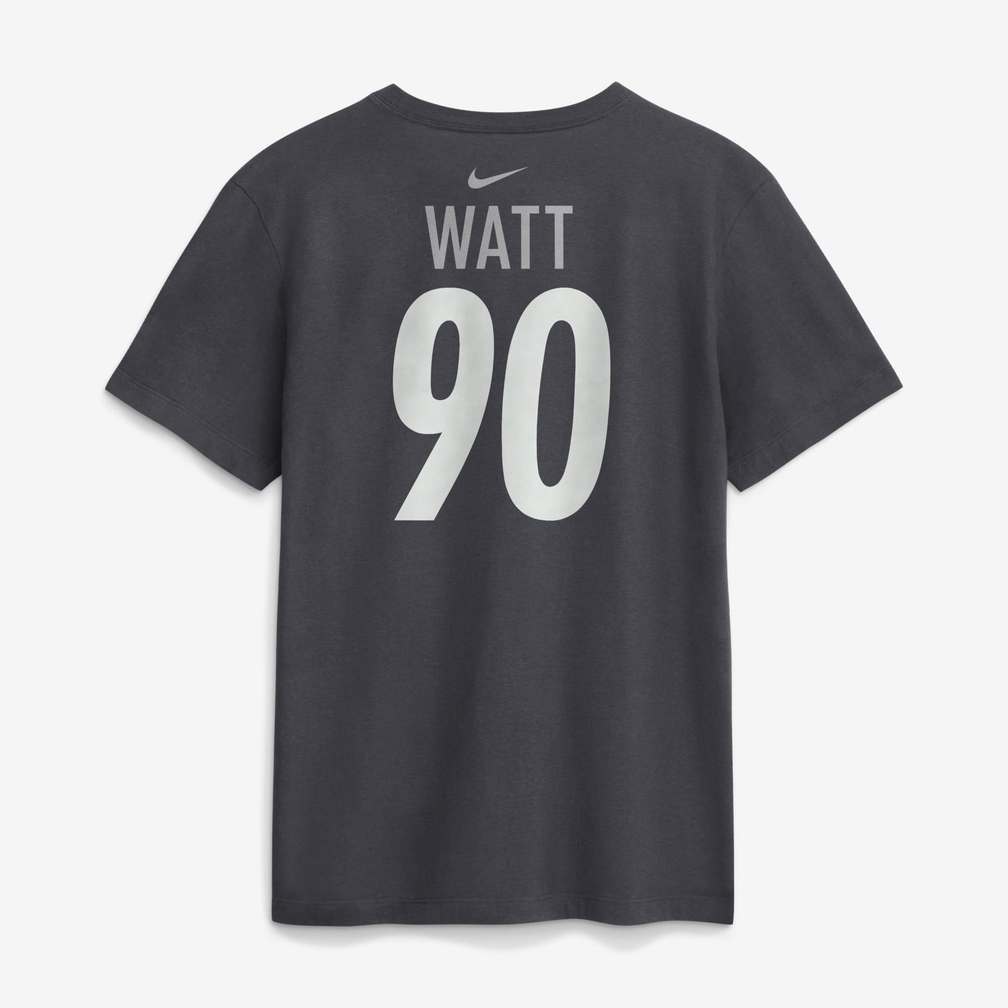 T-shirt Nike T.J. Watt anthracite Pittsburgh Steelers pour homme, avec nom et numéro