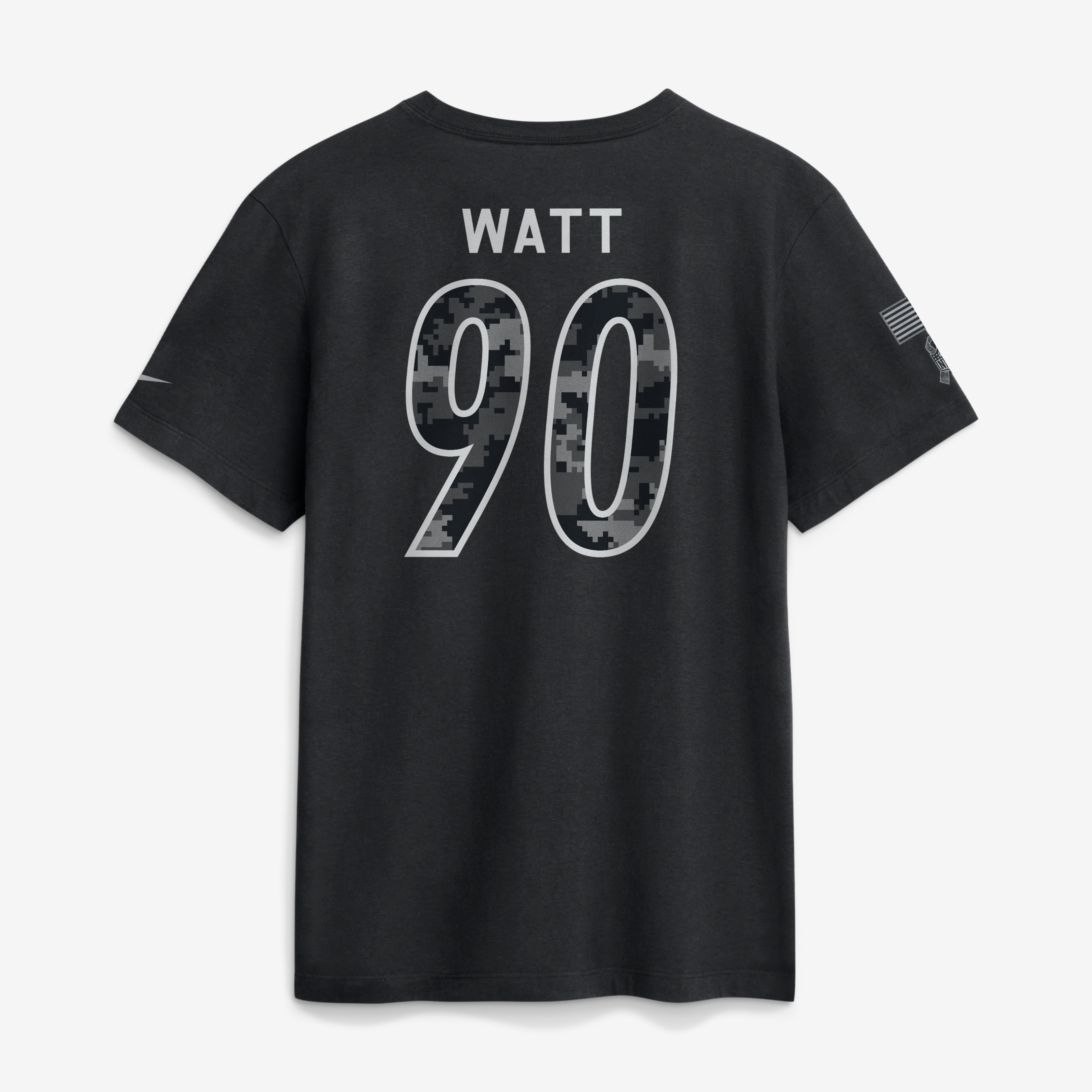 T-shirt Nike pour homme T.J. Watt noir Pittsburgh Steelers 2026 Salute to Service avec nom et numéro