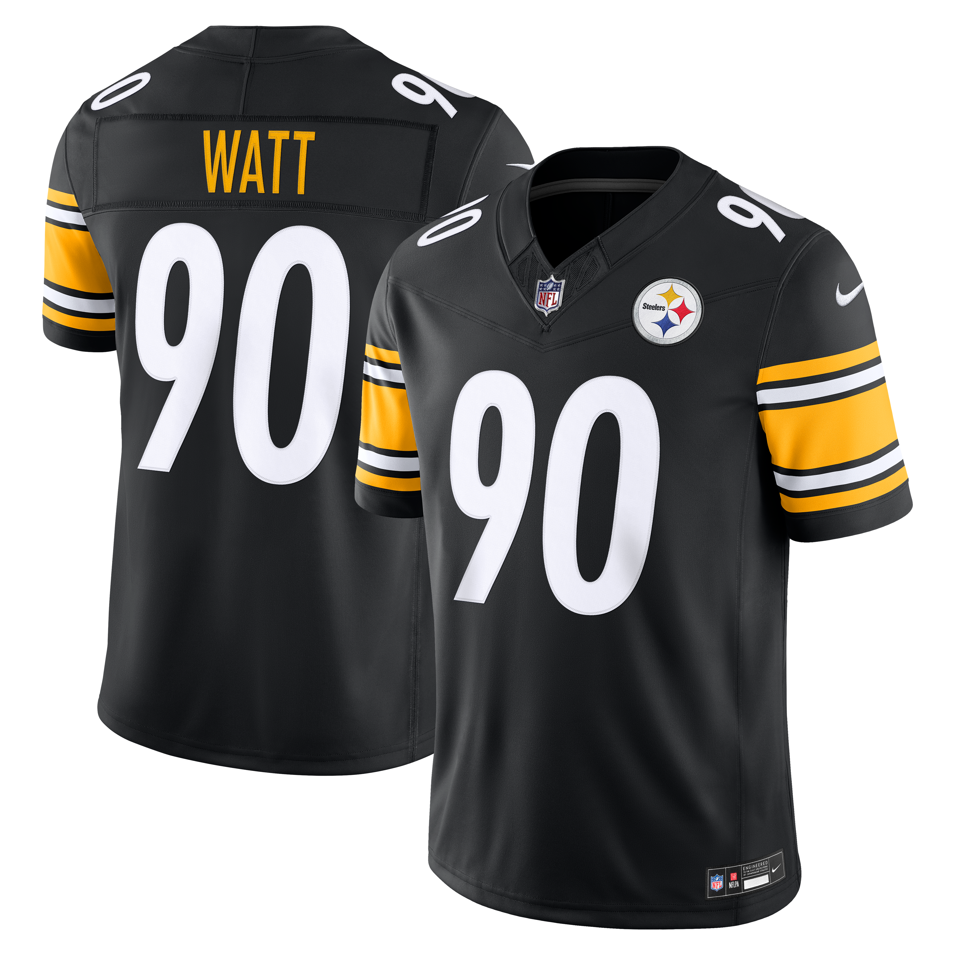 Men's Nike T.J. Watt Black Pittsburgh Steelers Team Vapor F.U.S.E. Stitched Limited Jersey