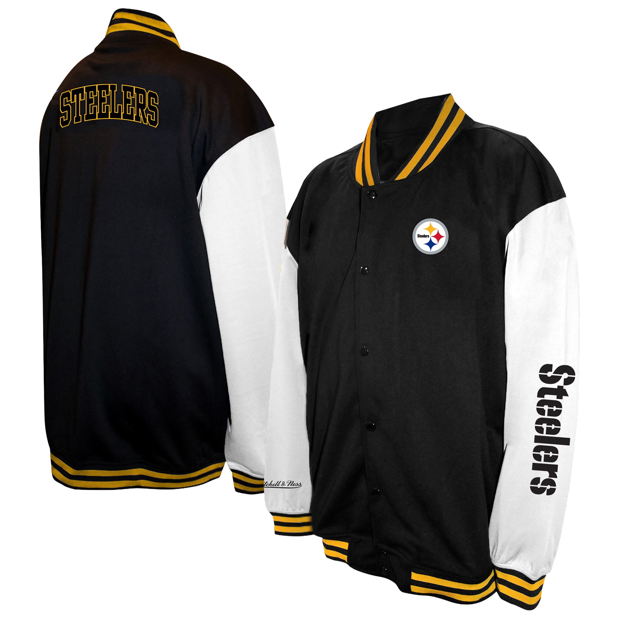 Men's Profile  Black Pittsburgh Steelers Big & Tall Full-Snap Varsity Jacket