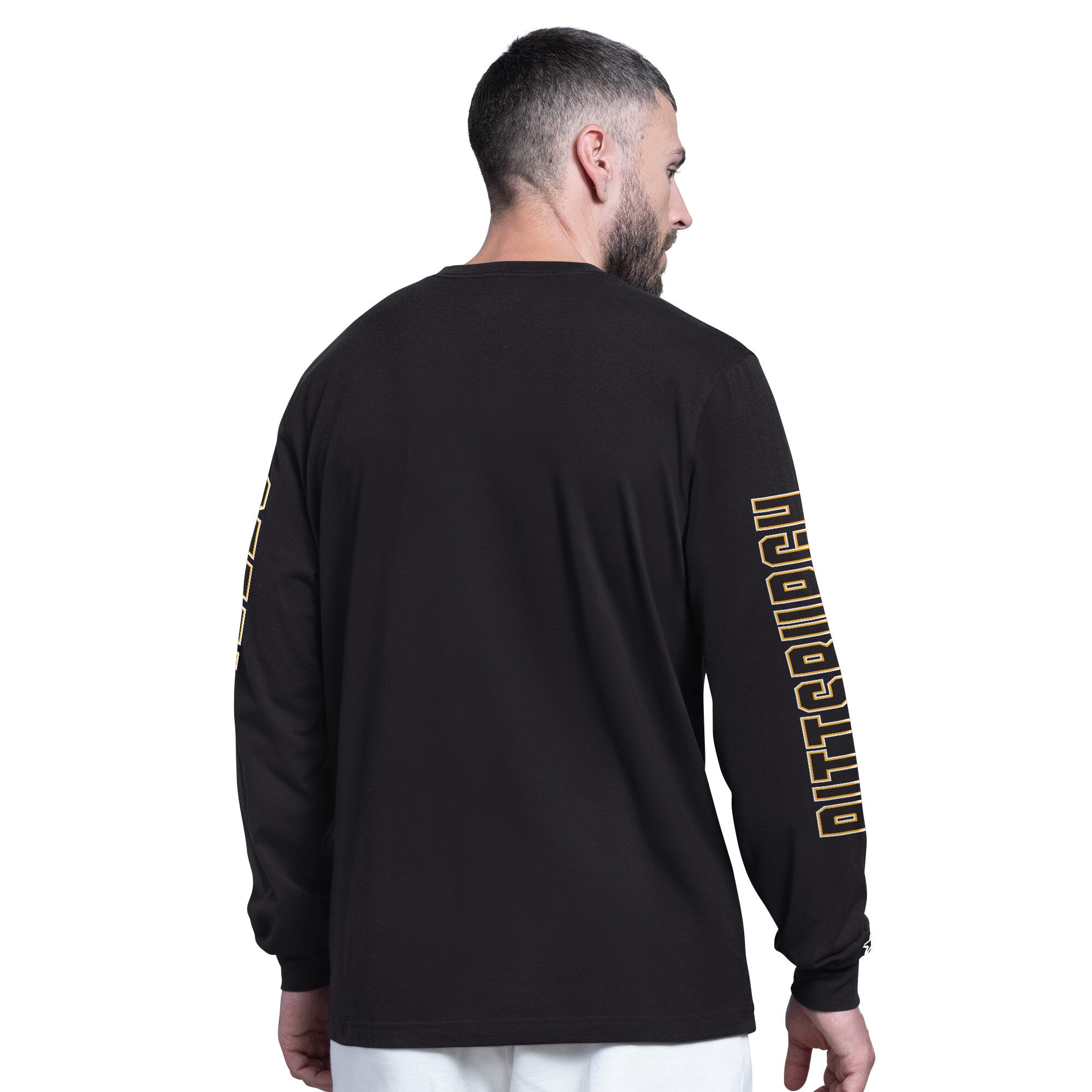 Men's Starter Black Pittsburgh Steelers Clutch Hit II Long-Sleeve T-Shirt