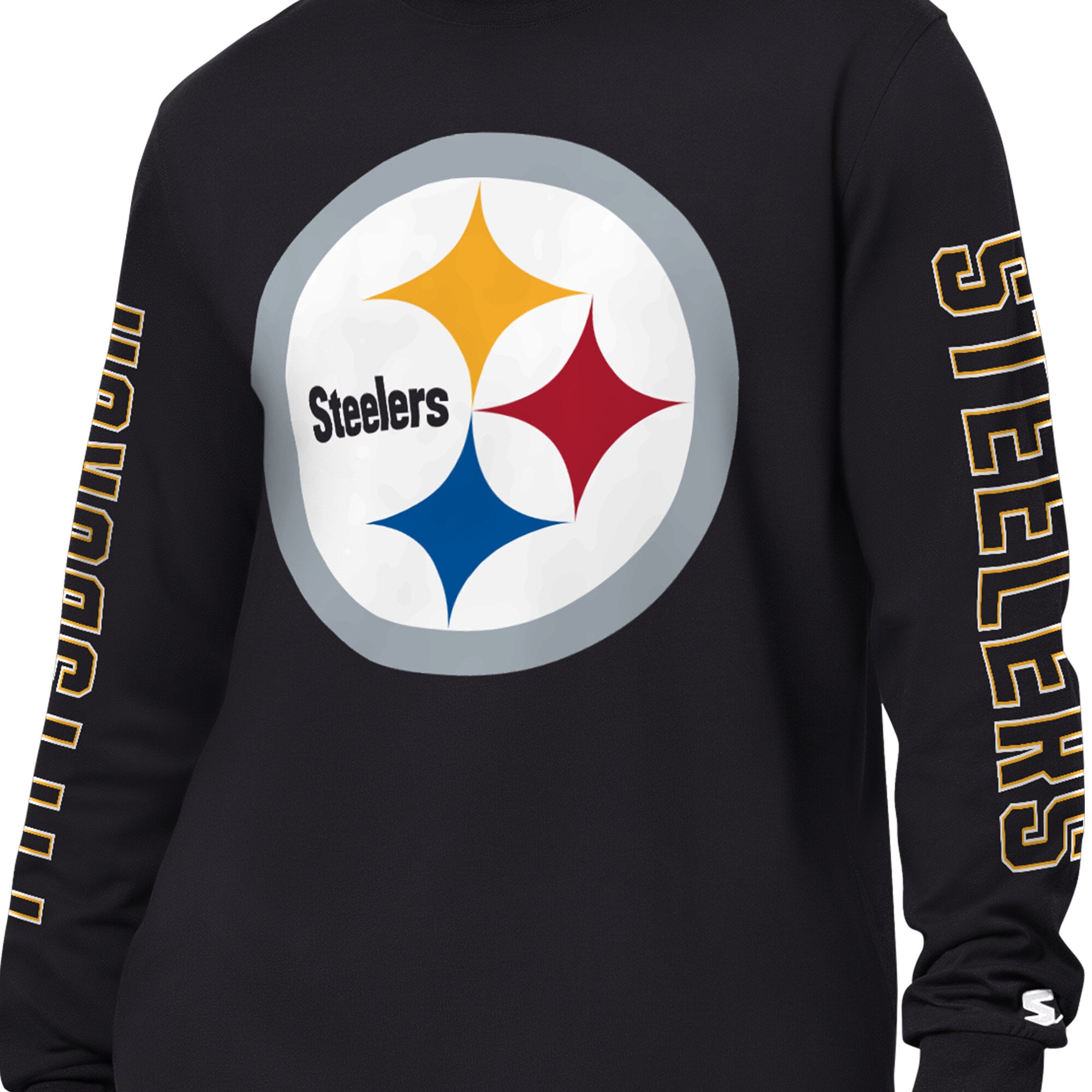 Men's Starter Black Pittsburgh Steelers Clutch Hit II Long-Sleeve T-Shirt