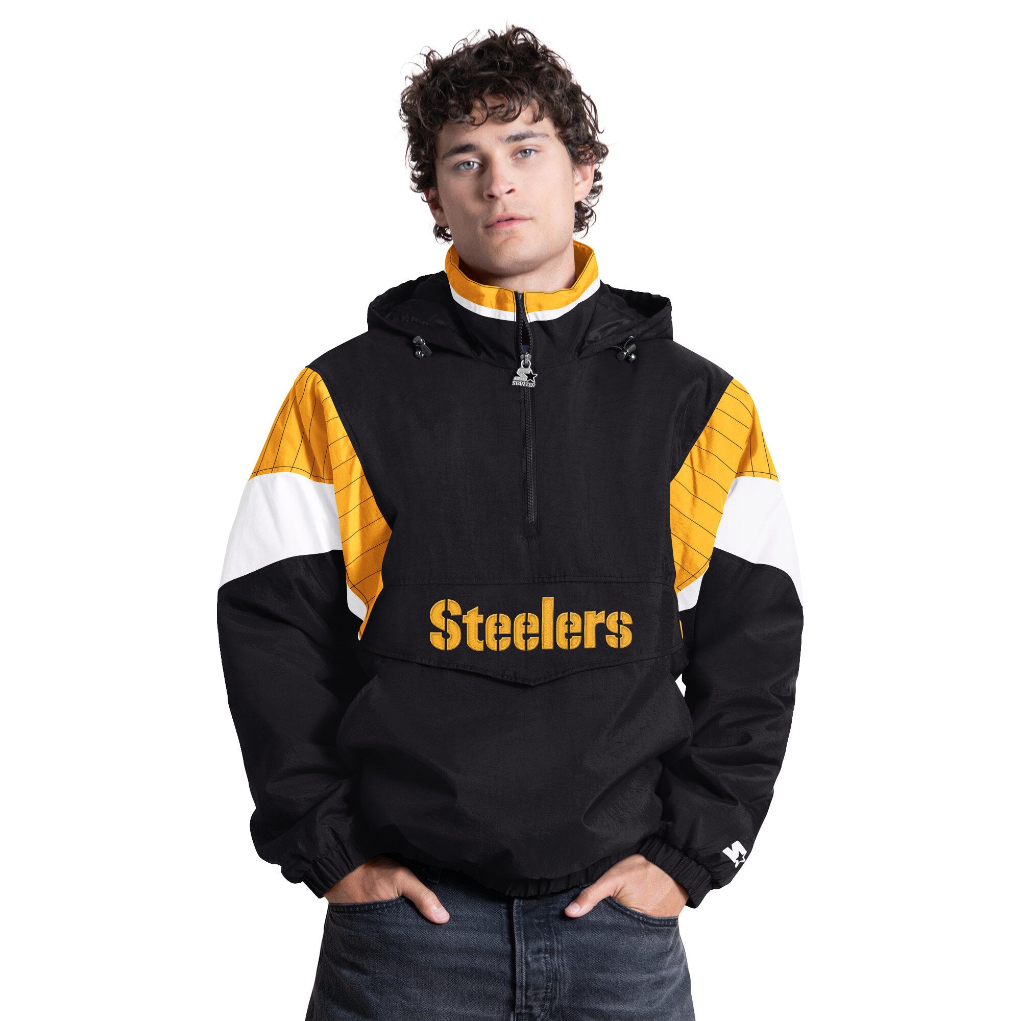 Veste à capuche demi-zip Starter noire Pittsburgh Steelers pour homme