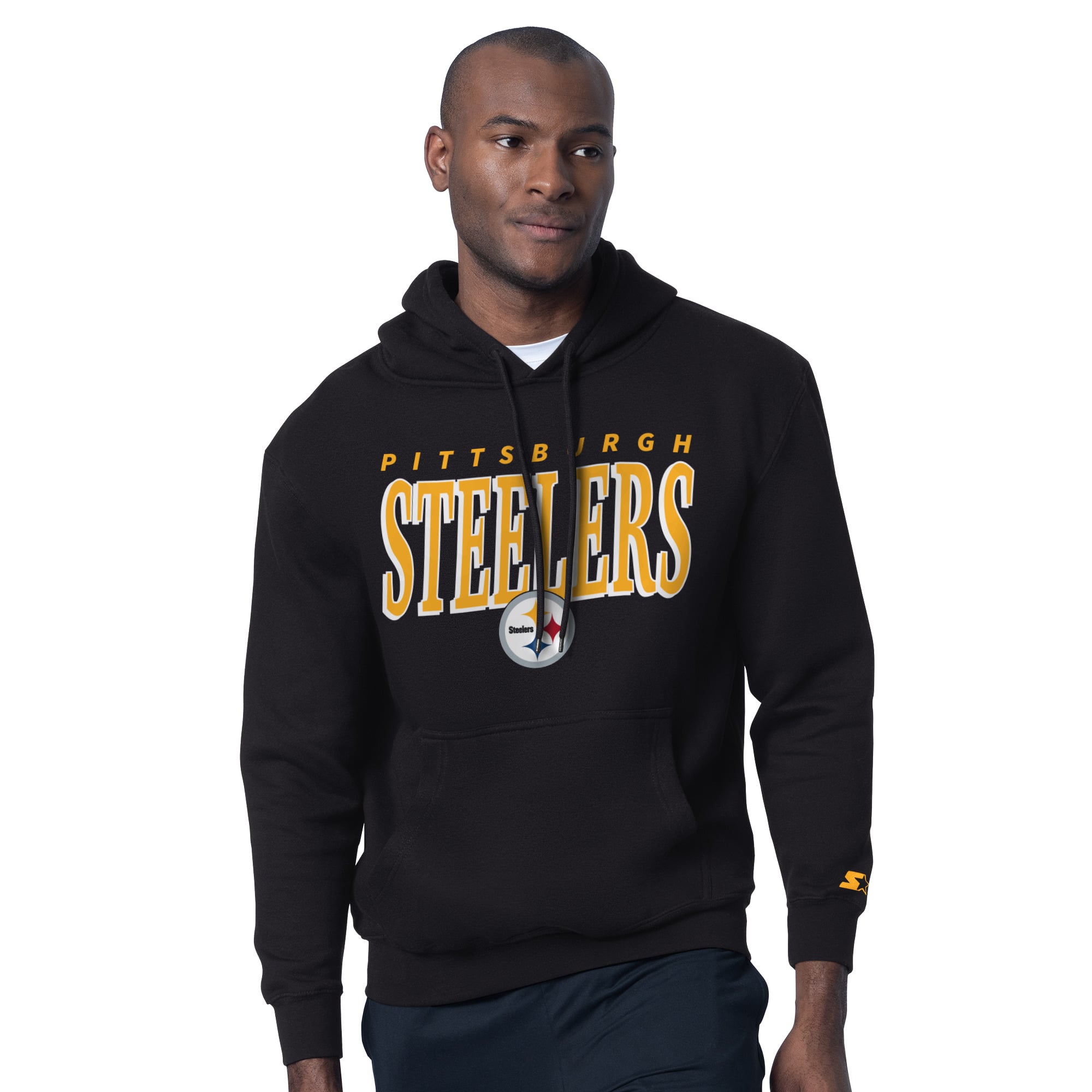 Ensemble t-shirt et sweat à capuche Starter noir pour homme avec logo des Steelers de Pittsburgh