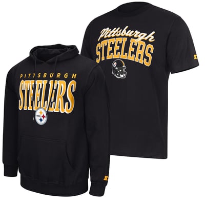 Pittsburgh Steelers Starter Logo T-Shirt & Hoodie Set - Black