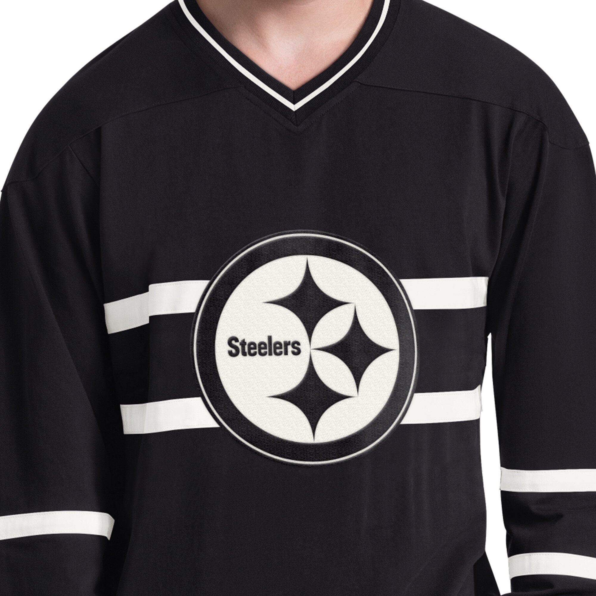 T-shirt à manches longues Starter noir et blanc Pittsburgh Steelers pour homme