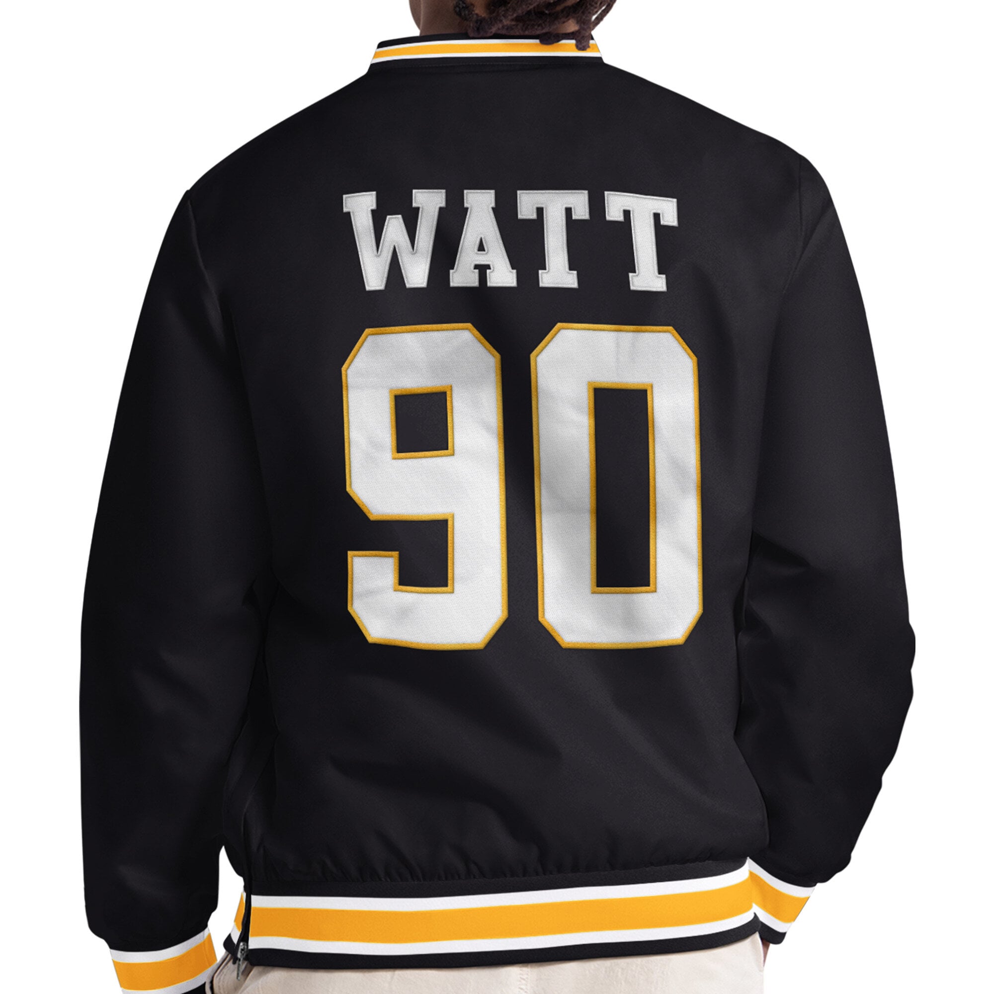 Men's Starter T.J. Watt Black Pittsburgh Steelers Player Layer V-Neck Pullover