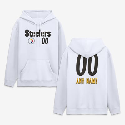 Pittsburgh Steelers  Touchdown Wordmark Personalized Name & Number Hoodie - White