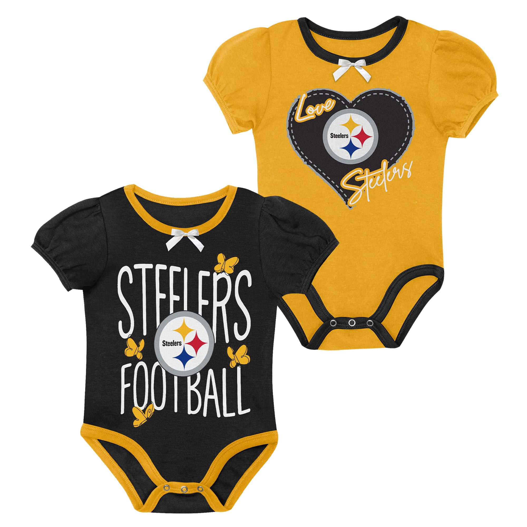 Ensemble body deux pièces Outerstuff noir et or Pittsburgh Steelers Star Power pour nouveau-né nourrisson