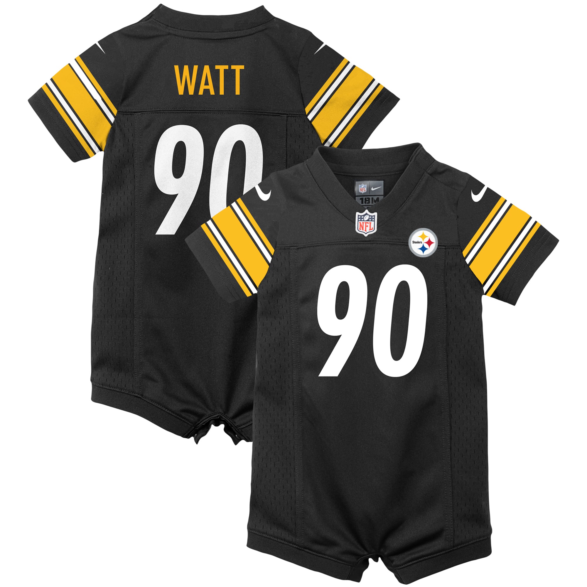Newborn Nike T.J. Watt Black Pittsburgh Steelers Romper Game Jersey