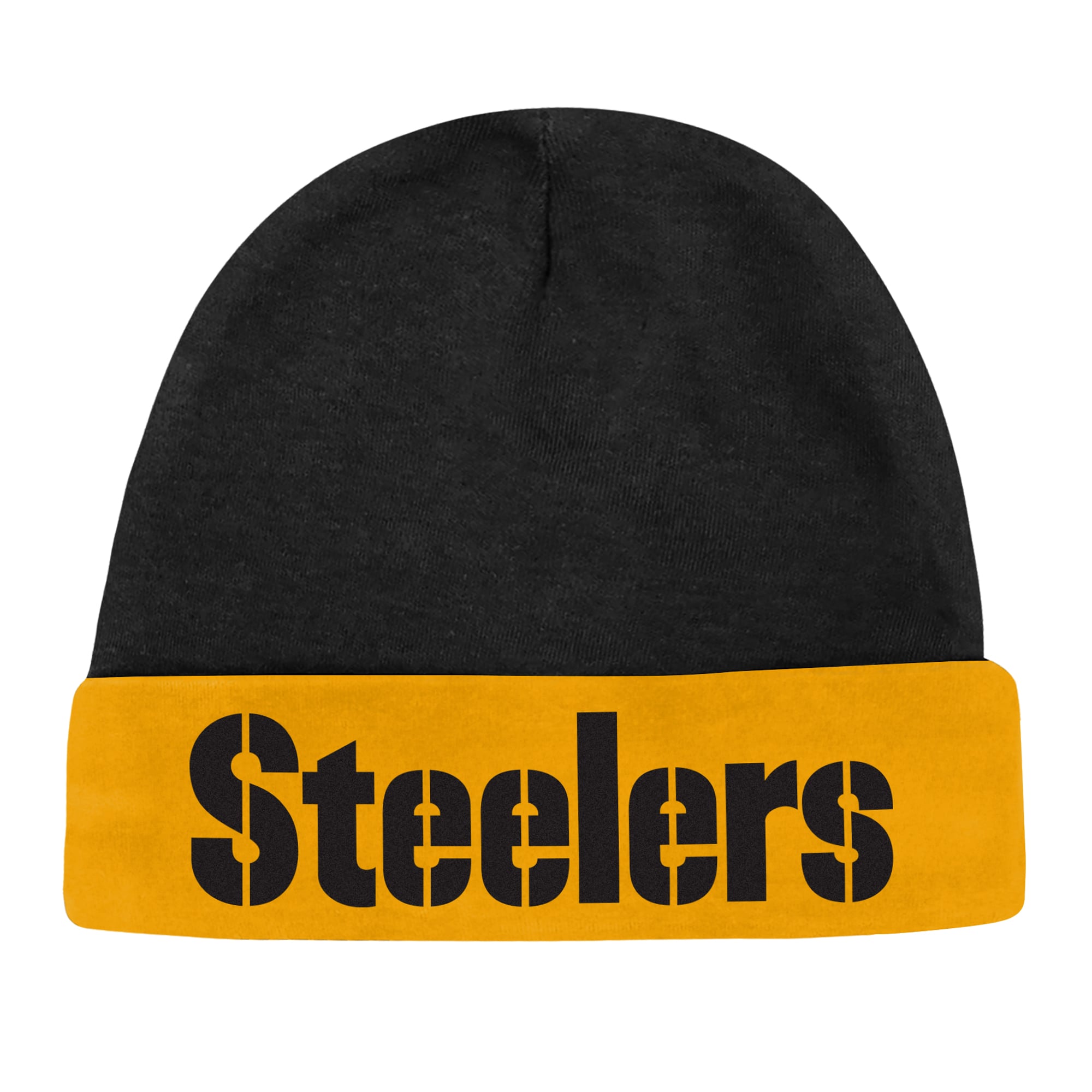 Ensemble body, bavoir et bonnet à revers Pittsburgh Steelers Pint Prodigy noir pour nouveau-né Outerstuff