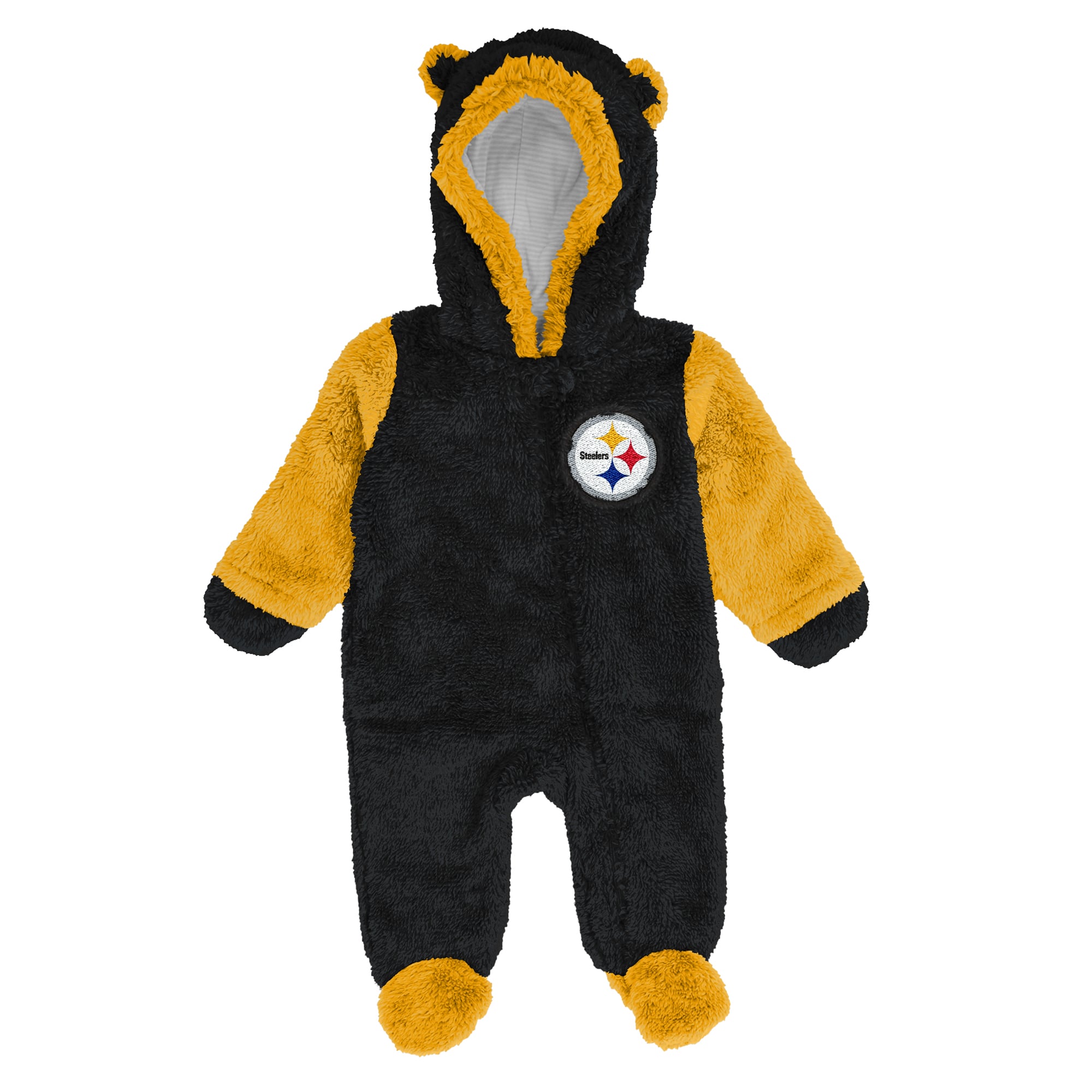 Grenouillère en polaire noire Pittsburgh Steelers pour nouveau-né Outerstuff avec fermeture éclair intégrale