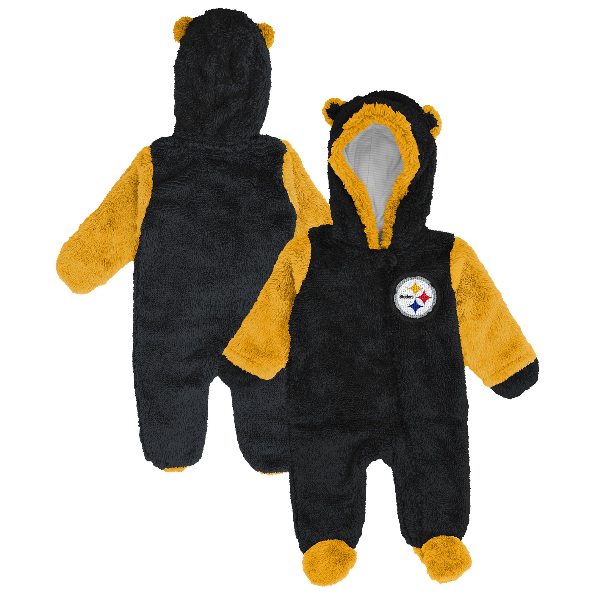 Grenouillère en polaire noire Pittsburgh Steelers pour nouveau-né Outerstuff avec fermeture éclair intégrale