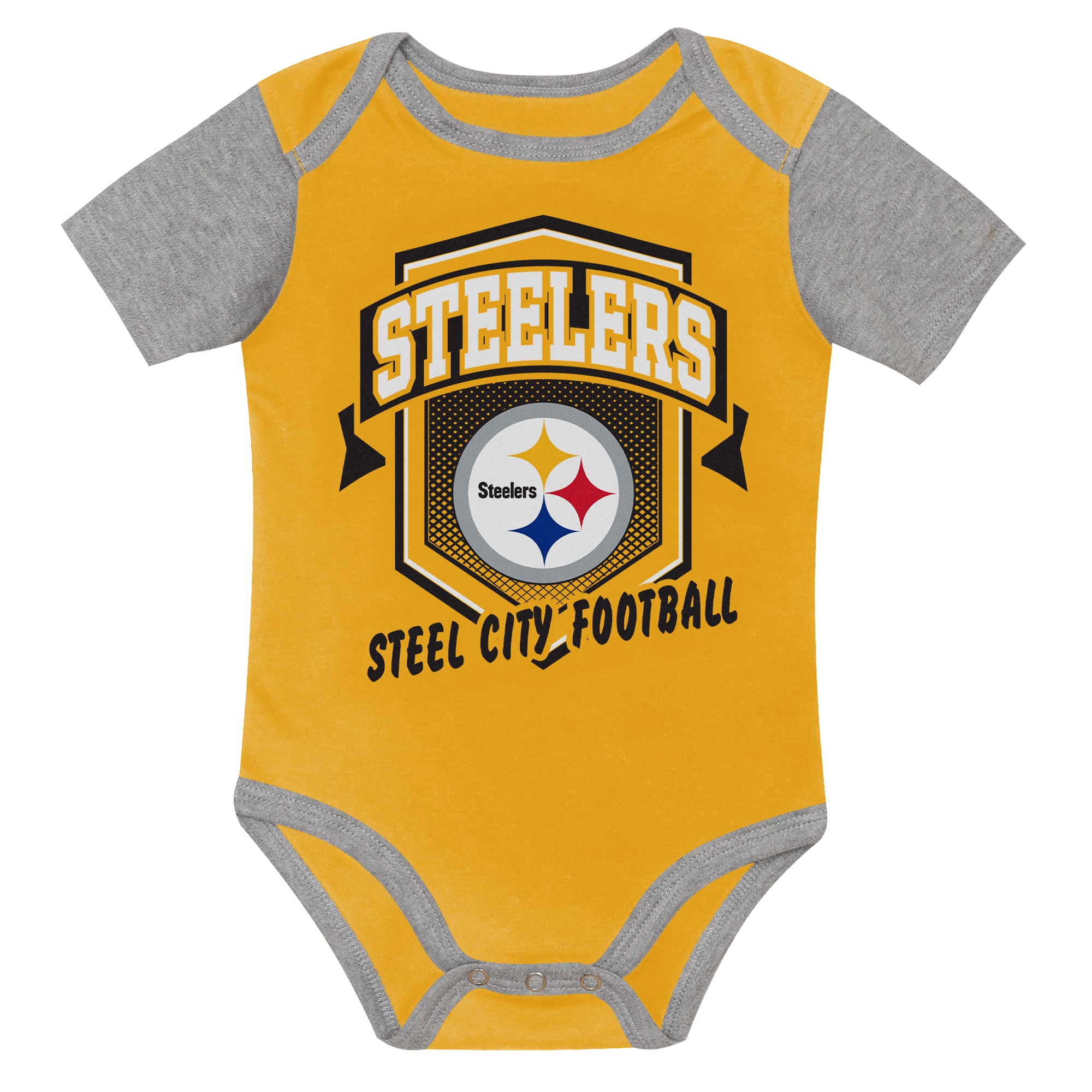 Newborn Outerstuff Pittsburgh Steelers First Round Pick Three-Piece Bodysuit Set