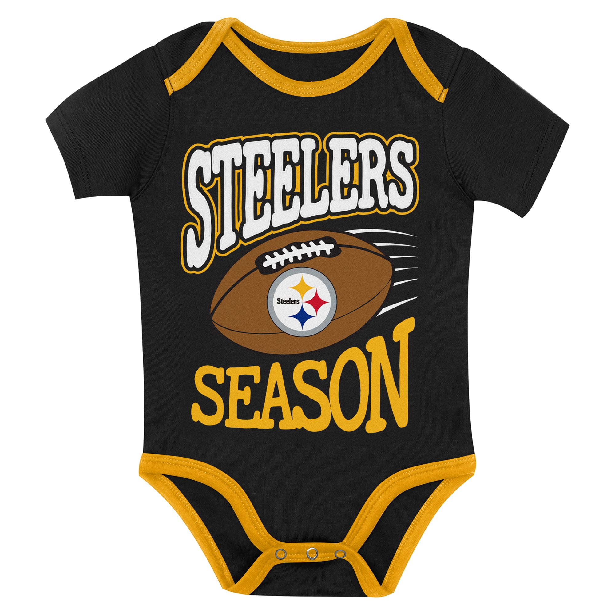 Newborn Outerstuff Pittsburgh Steelers First Round Pick Three-Piece Bodysuit Set