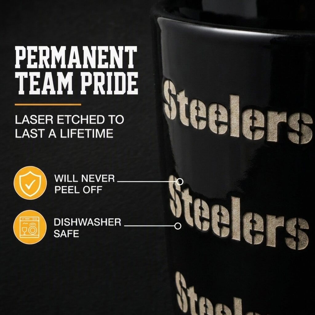 Mug Pegasus Pittsburgh Steelers 17 oz, logo ton sur ton, finition sablée