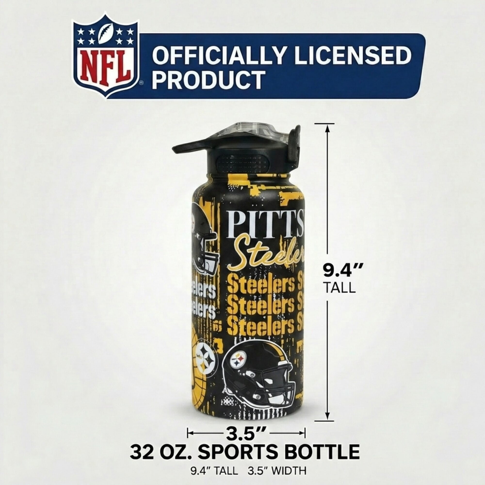 Gourde Pegasus Pittsburgh Steelers 32 oz Home Field Mashup en acier inoxydable ProPress