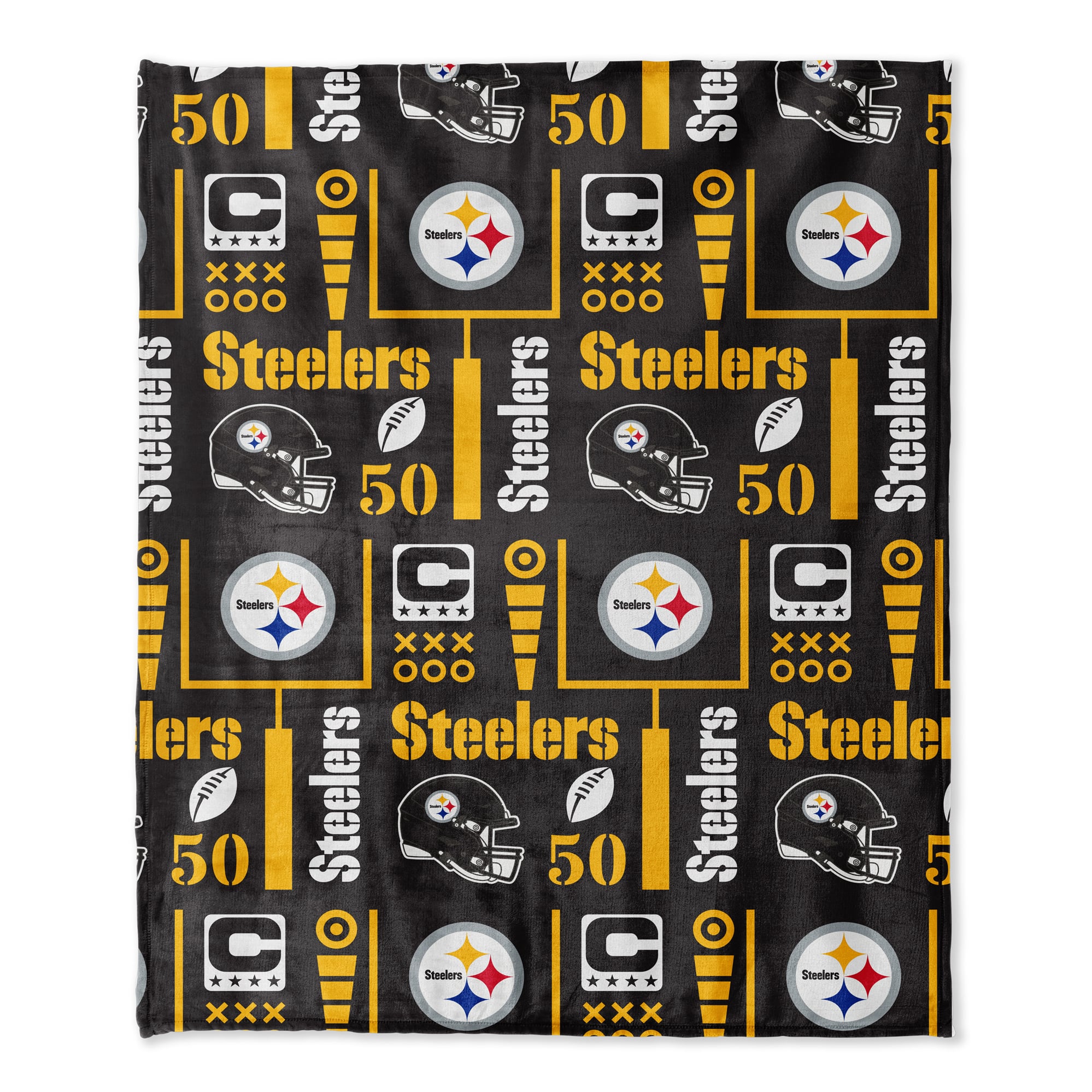 Pegasus Pittsburgh Steelers 50" x 60" Blackout Team Spirit Ultra Soft Throw & Plush Football Combo Pack