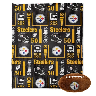 Pittsburgh Steelers Pegasus 50" x 60" Blackout Team Spirit Ultra Soft Throw & Plush Football Combo Pack