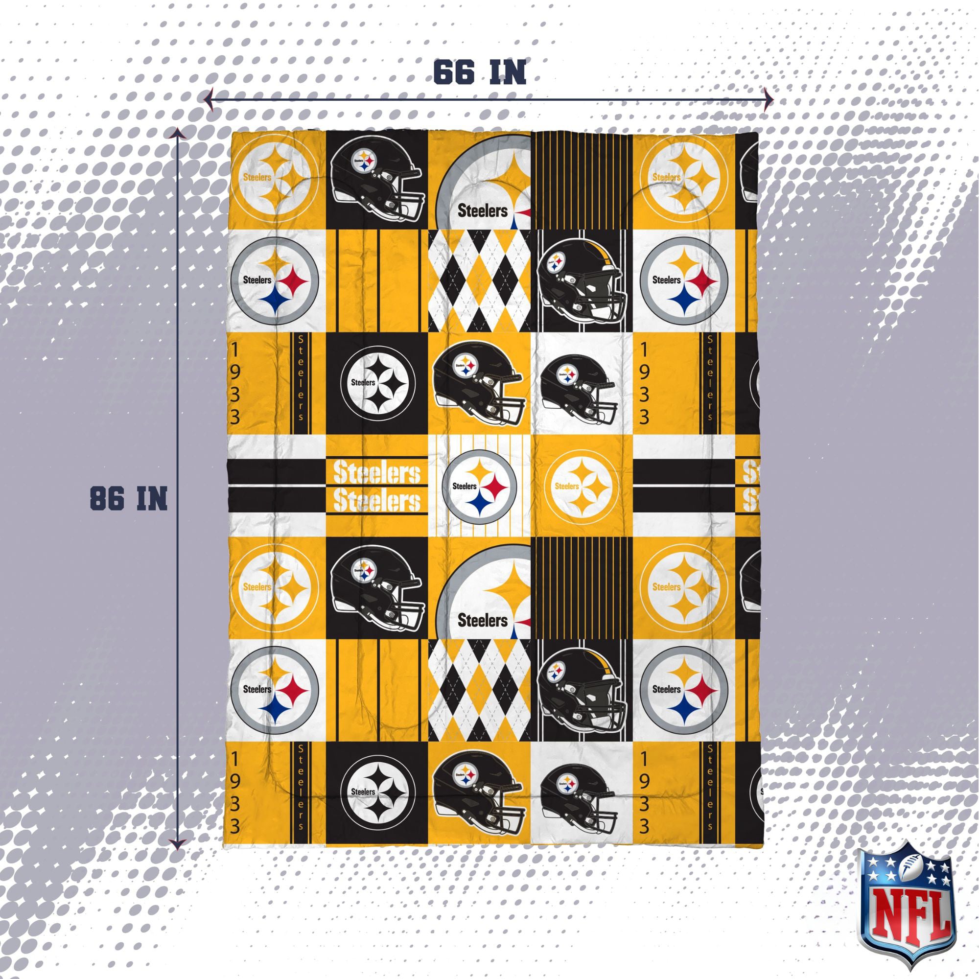 Pegasus Pittsburgh Steelers Patchwork Plaid Two-Piece Twin/Twin XL Bed in a Bag Set