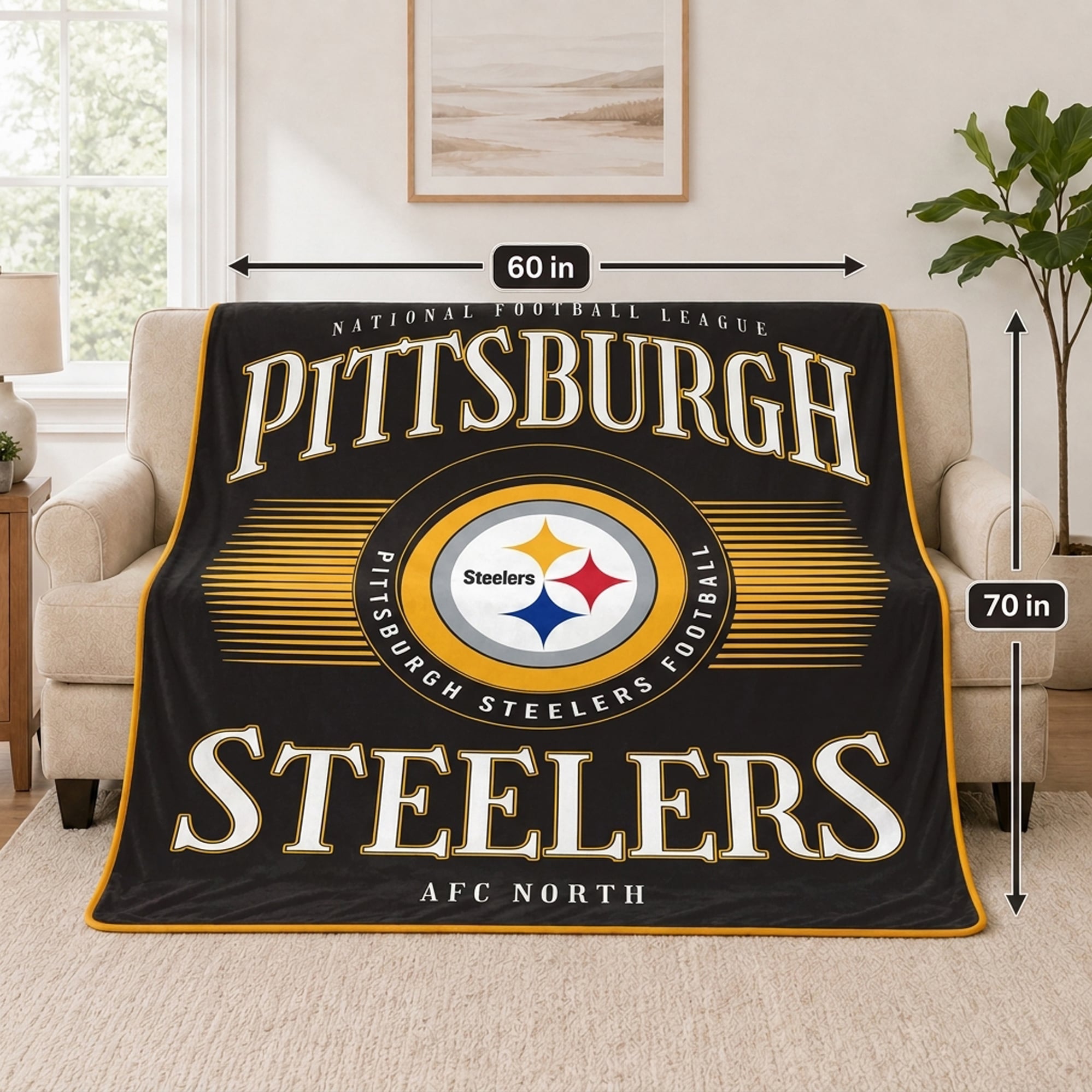 Pegasus Pittsburgh Steelers Spotlight Arch 60" x 70" Ultra Soft Throw Blanket