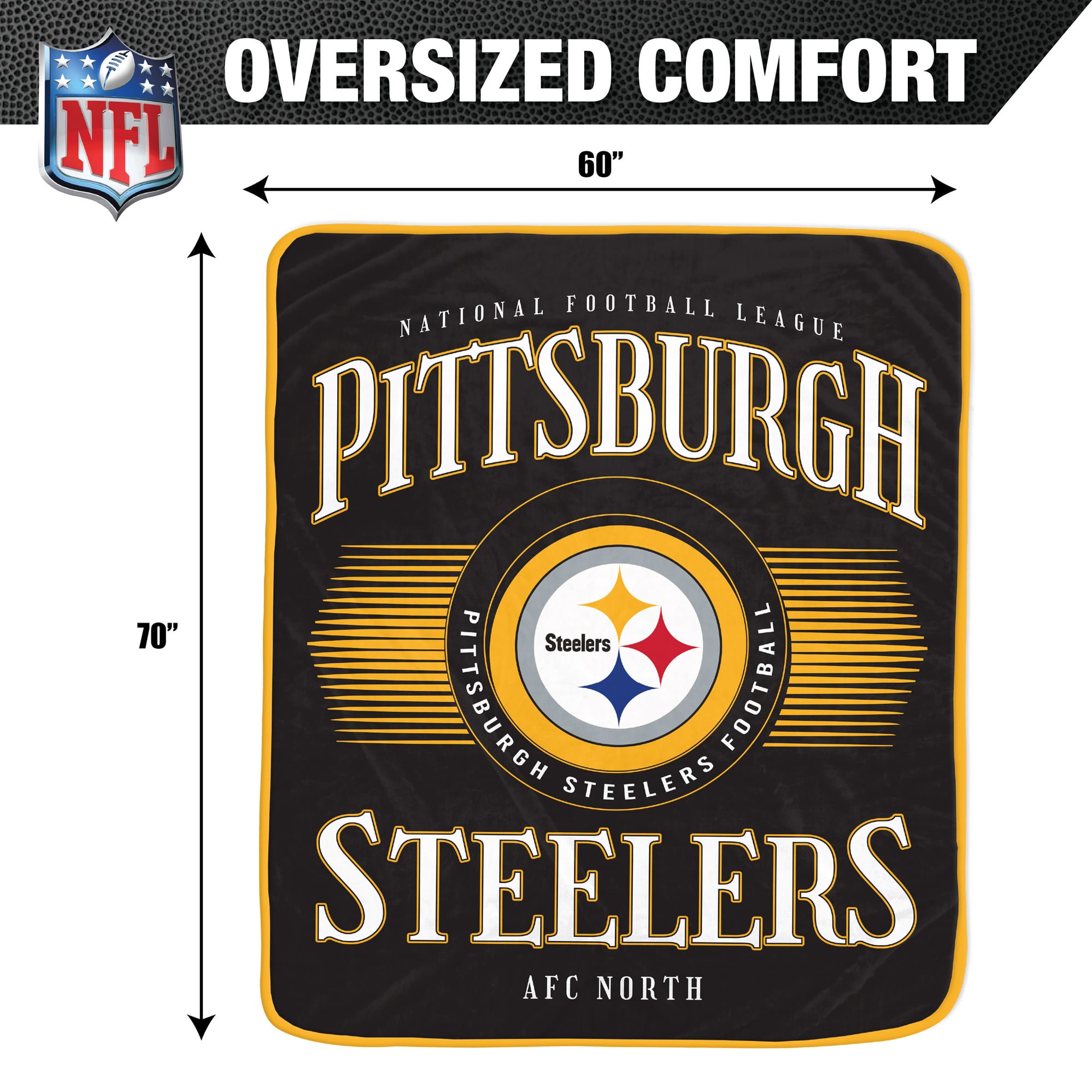 Pegasus Pittsburgh Steelers Spotlight Arch 60" x 70" Ultra Soft Throw Blanket