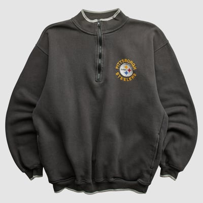 Pittsburgh Steelers Galt Sand 90s 1/2 Zip Sweatshirt - Charcoal - M by Fanatics Real Vintage