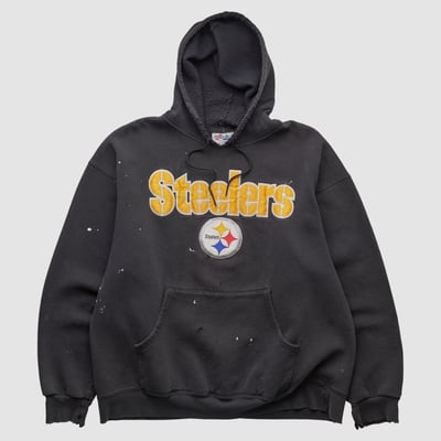 Pittsburgh Steelers Majestic 2000s Hooded Pullover Sweatshirt - Black - XL by Fanatics Real Vintage