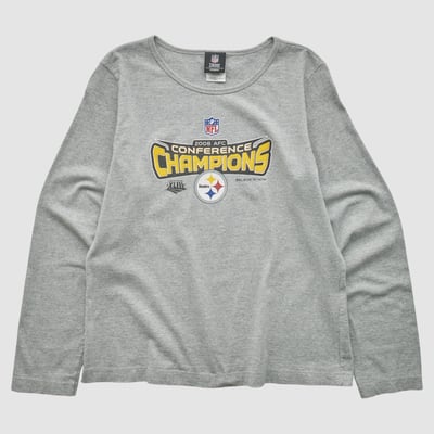 Pittsburgh Steelers NFL 2008 Long Sleeve T-shirt - Heather Gray - M by Fanatics Real Vintage