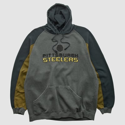 Pittsburgh Steelers Reebok 2000s Hooded Pullover Sweatshirt - Dark Heather Gray - L by Fanatics Real Vintage