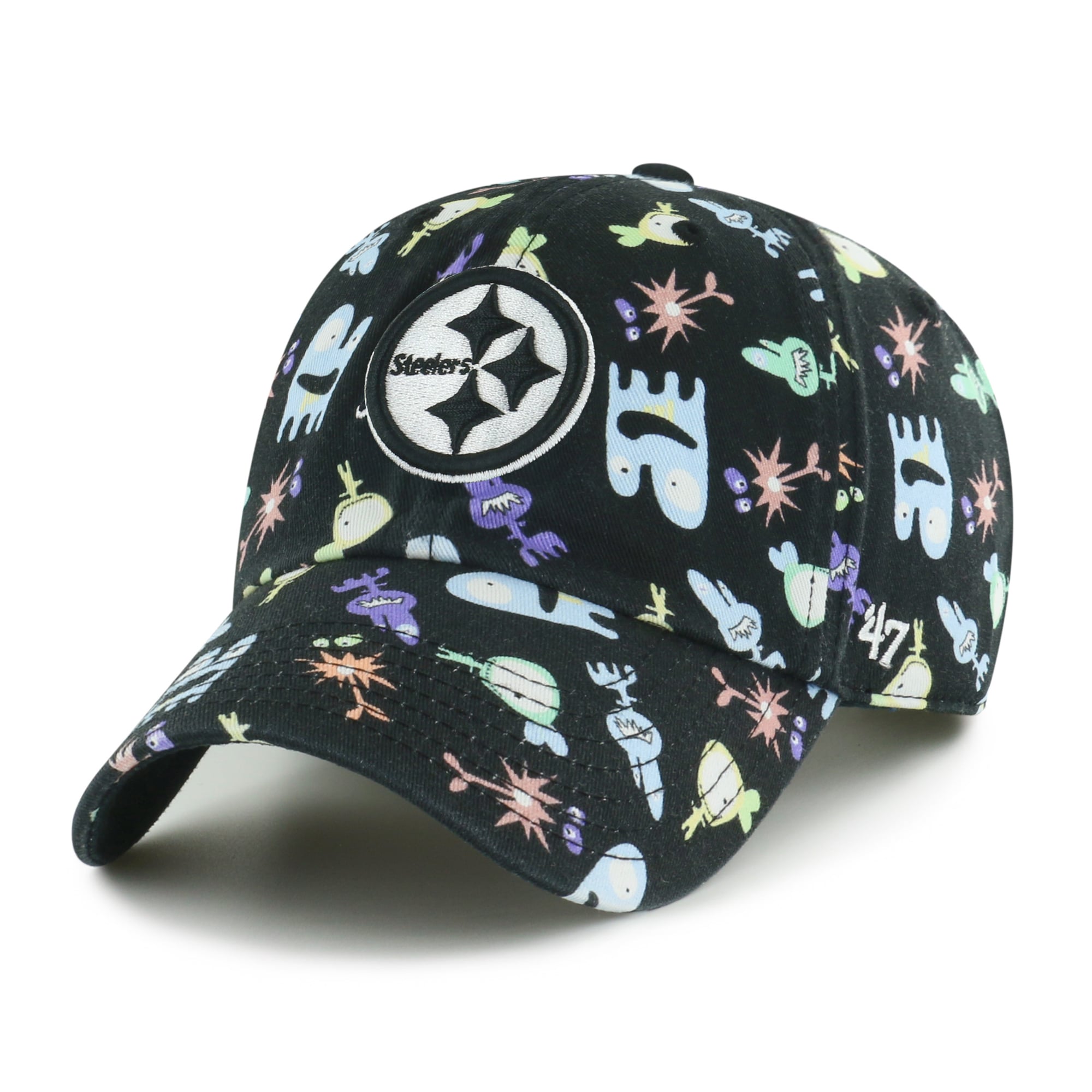 Casquette ajustable Pittsburgh Steelers Space Critter Clean Up noire pour enfants d'âge préscolaire (modèle 1947).
