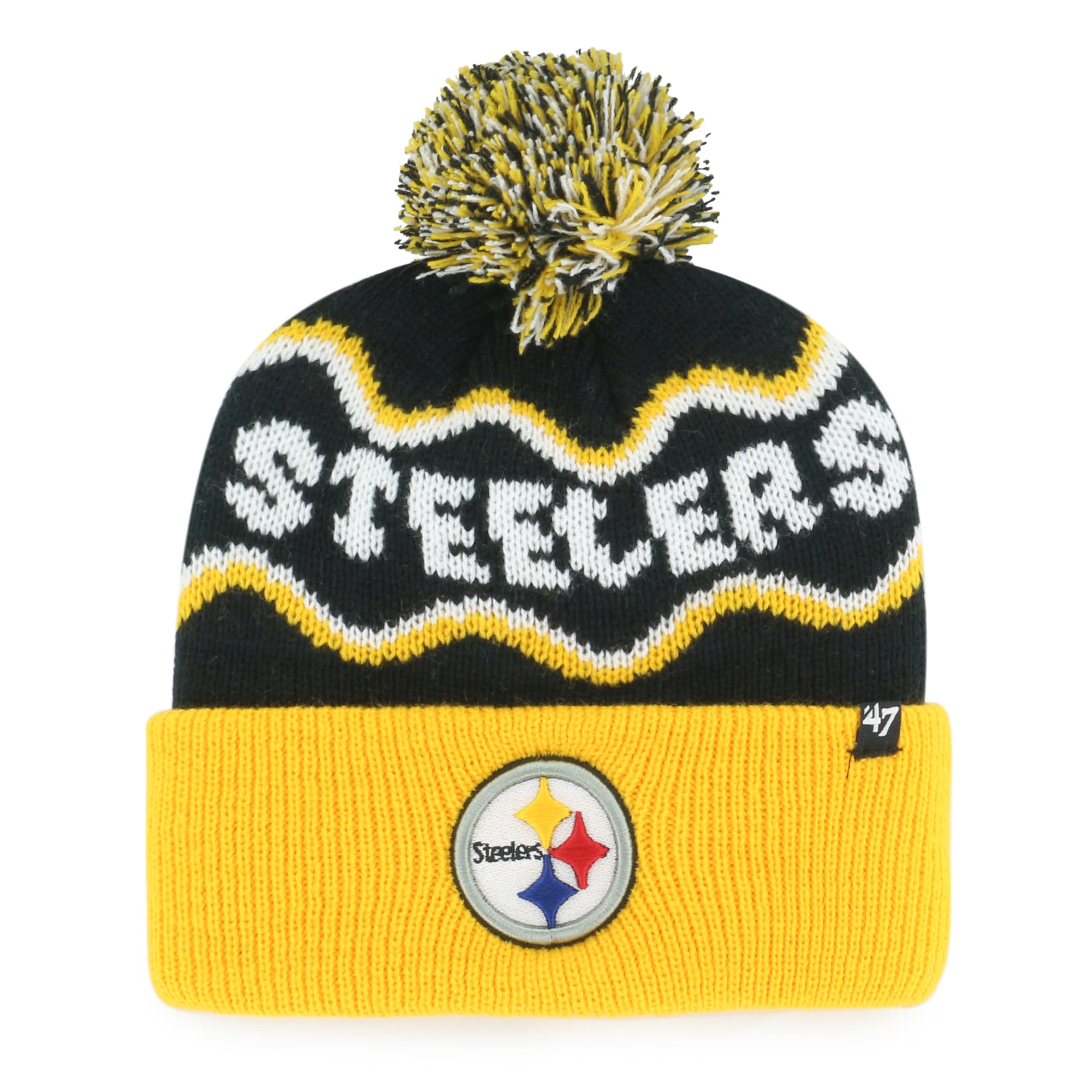 Bonnet tricoté à revers Pittsburgh Steelers noir '47 pour enfants d'âge préscolaire