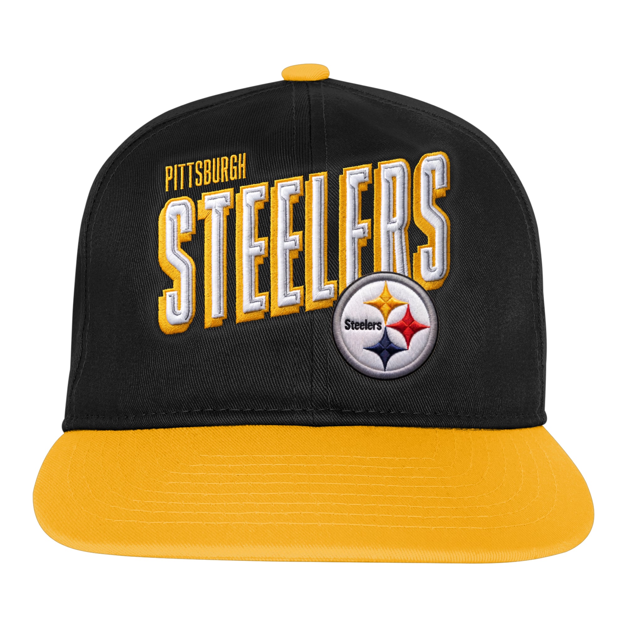 Casquette à visière plate noire et dorée Pittsburgh Steelers pour enfants d'âge préscolaire